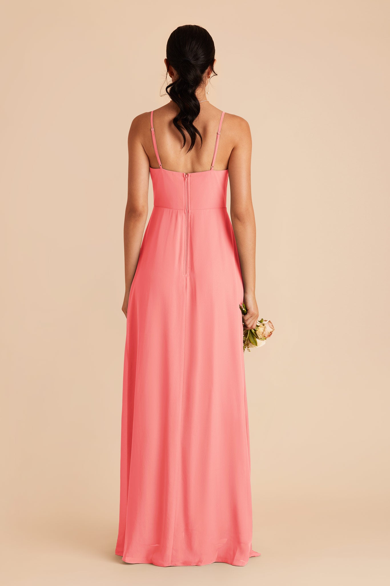 Chiffon Scoop Dress in Coral Pink | Amy