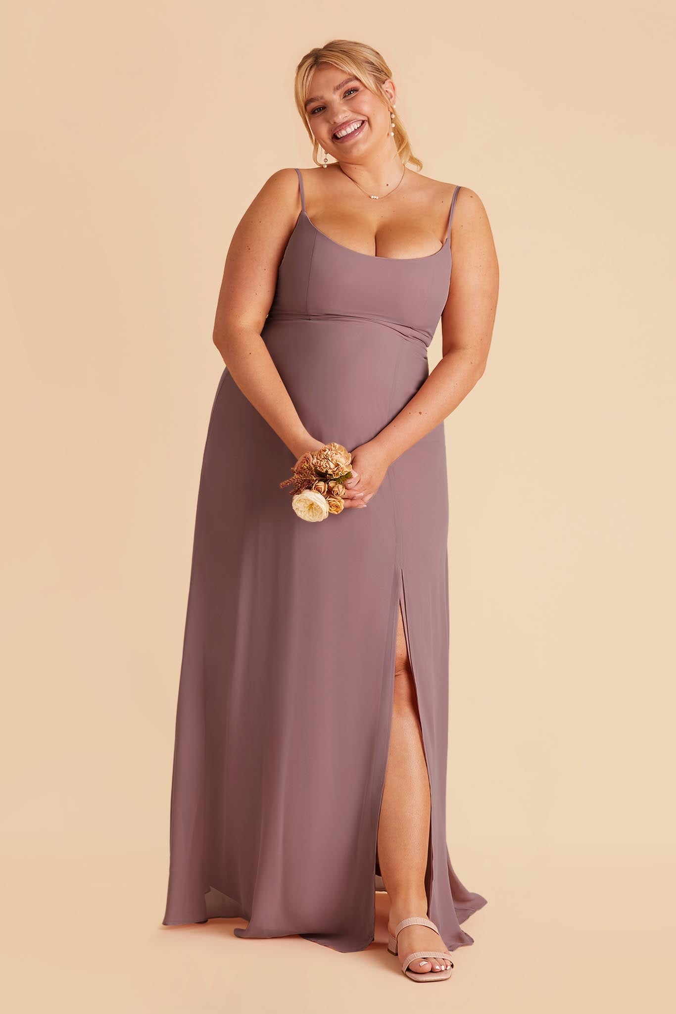 Chiffon Scoop Dress in Dark Mauve | Amy