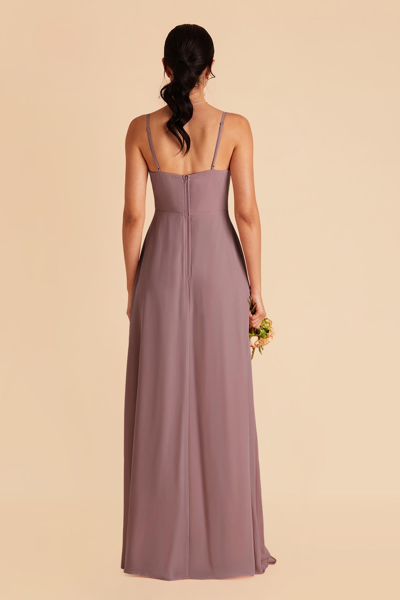 Chiffon Scoop Dress in Dark Mauve | Amy