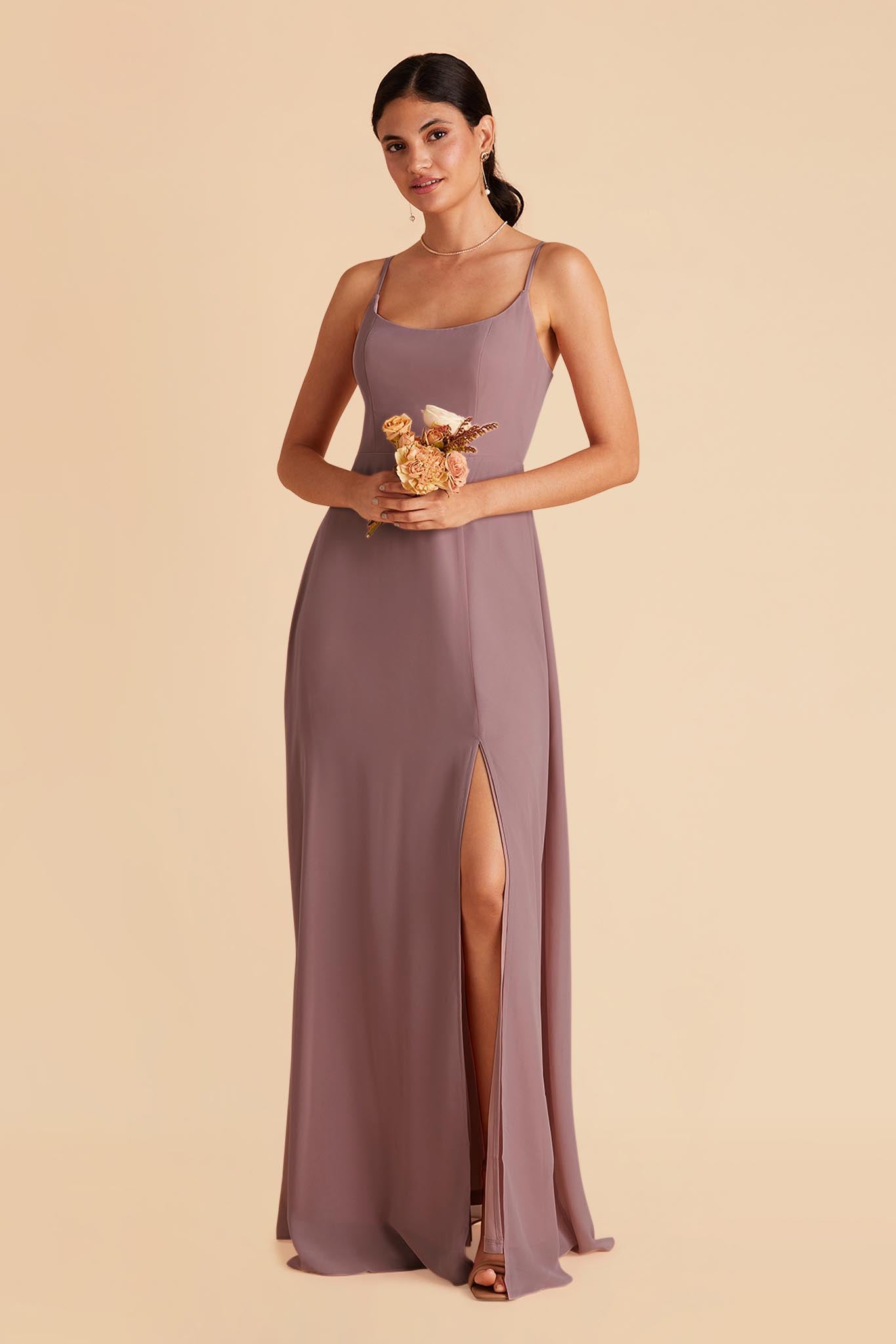 Chiffon Scoop Dress in Dark Mauve | Amy