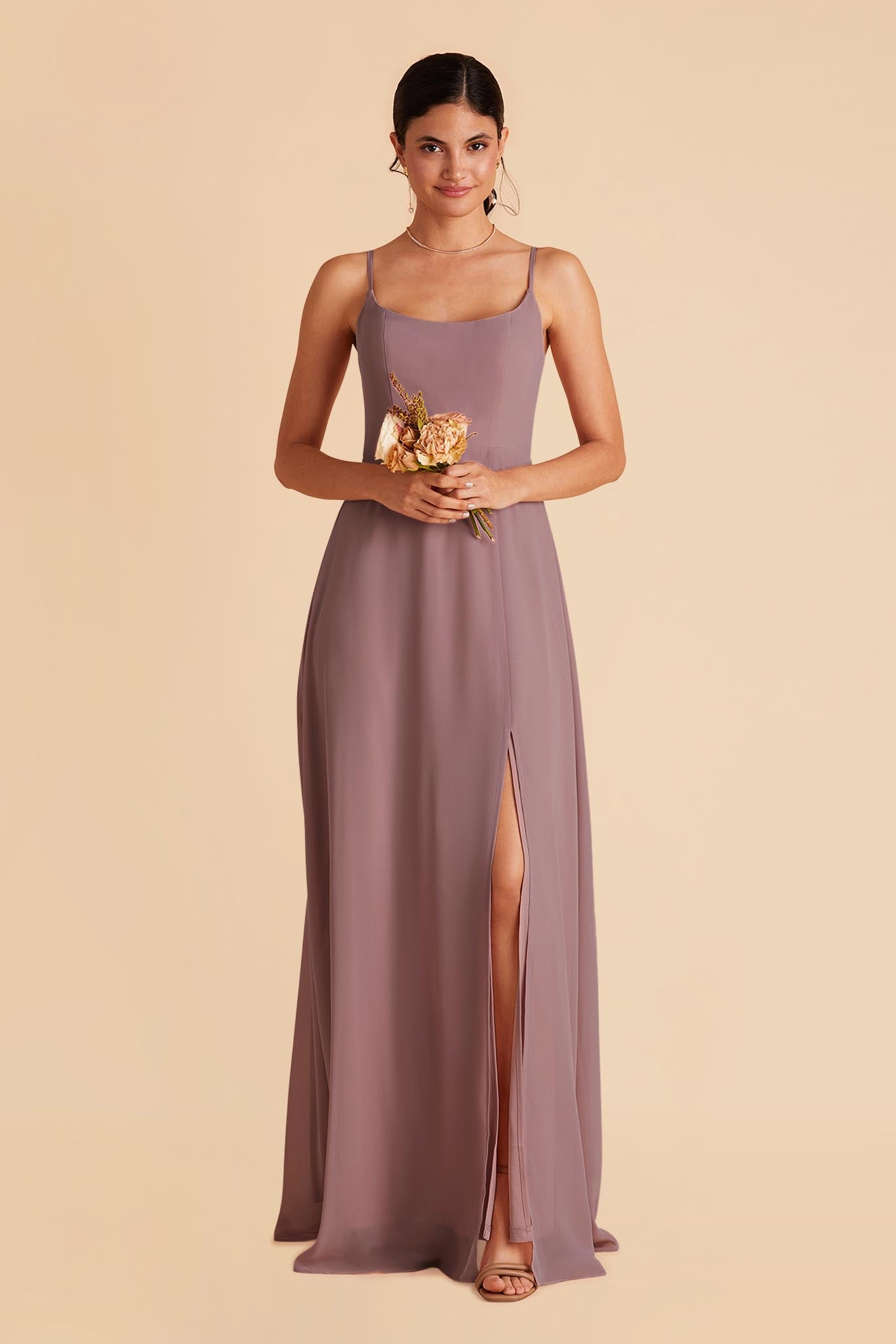 Chiffon Scoop Dress in Dark Mauve | Amy
