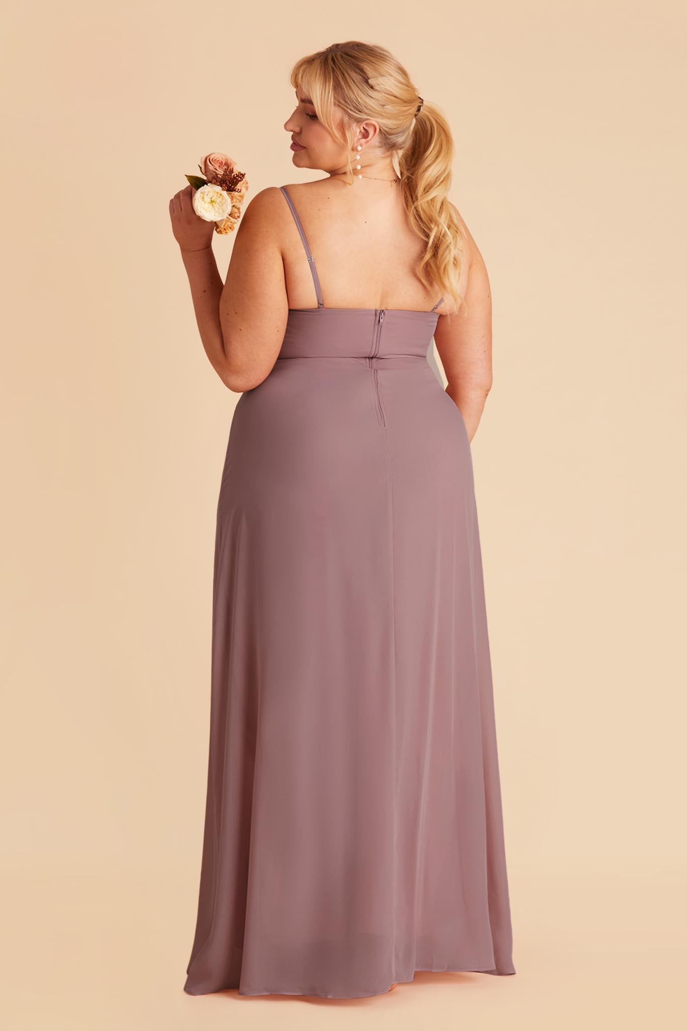 Chiffon Scoop Dress in Dark Mauve | Amy