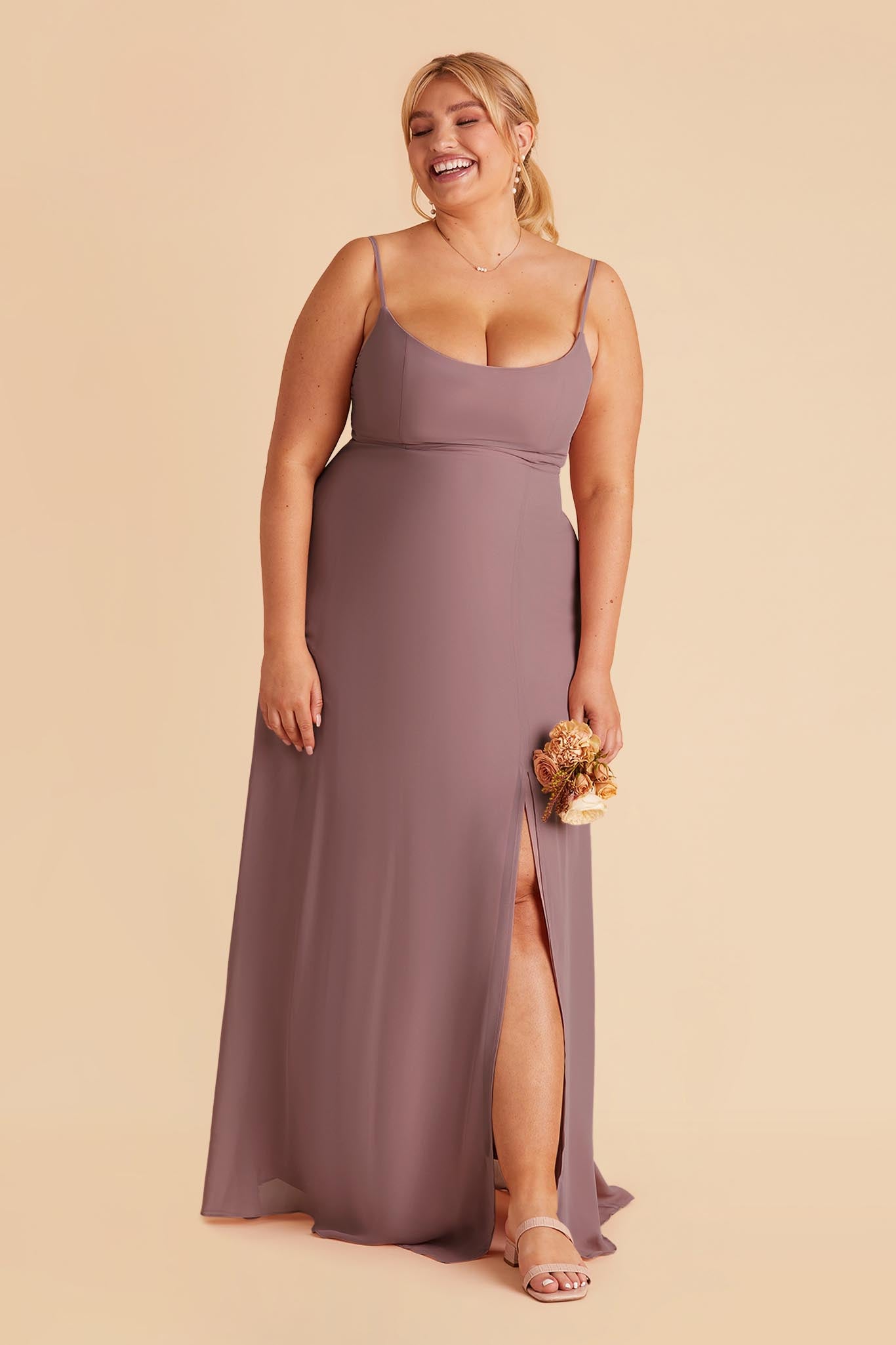 Chiffon Scoop Dress in Dark Mauve | Amy