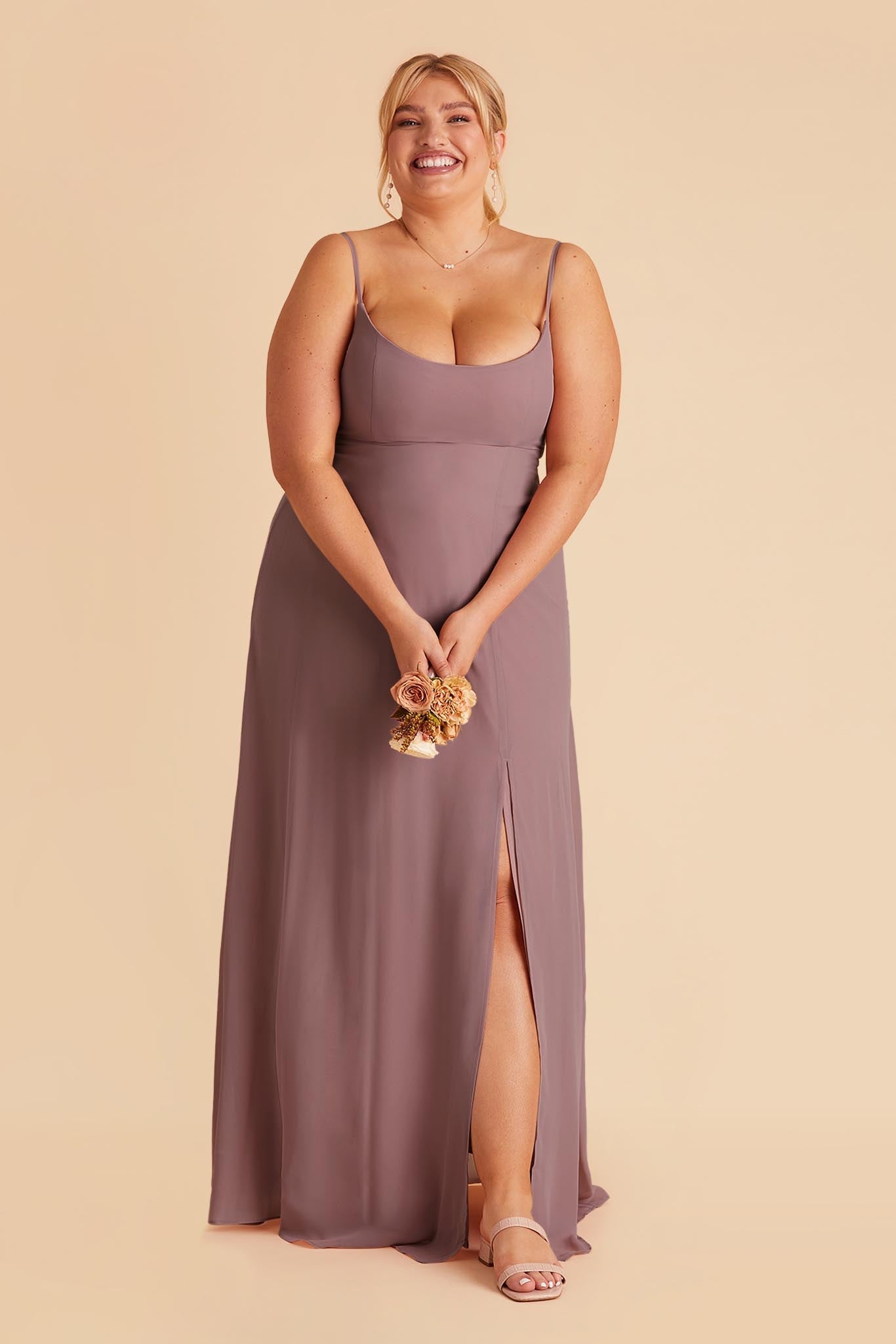 Chiffon Scoop Dress in Dark Mauve | Amy