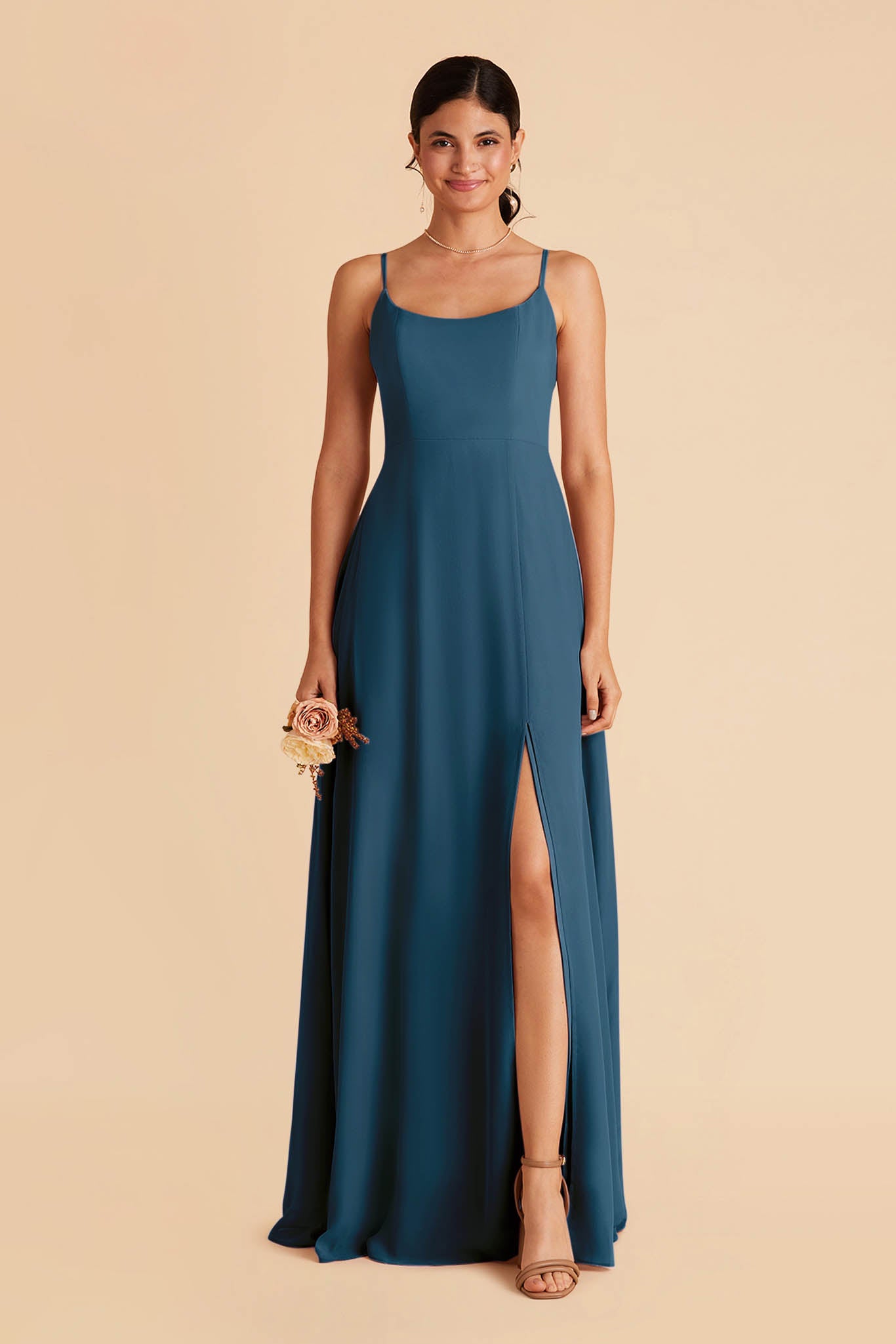 Chiffon Scoop Dress in Dark Teal | Amy