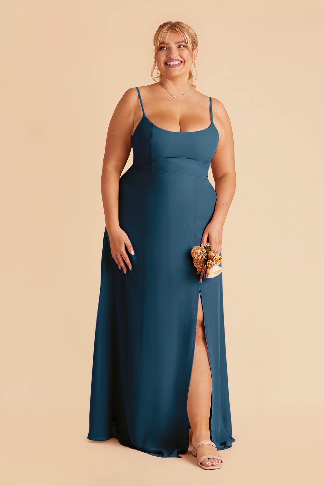 Chiffon Scoop Dress in Dark Teal | Amy