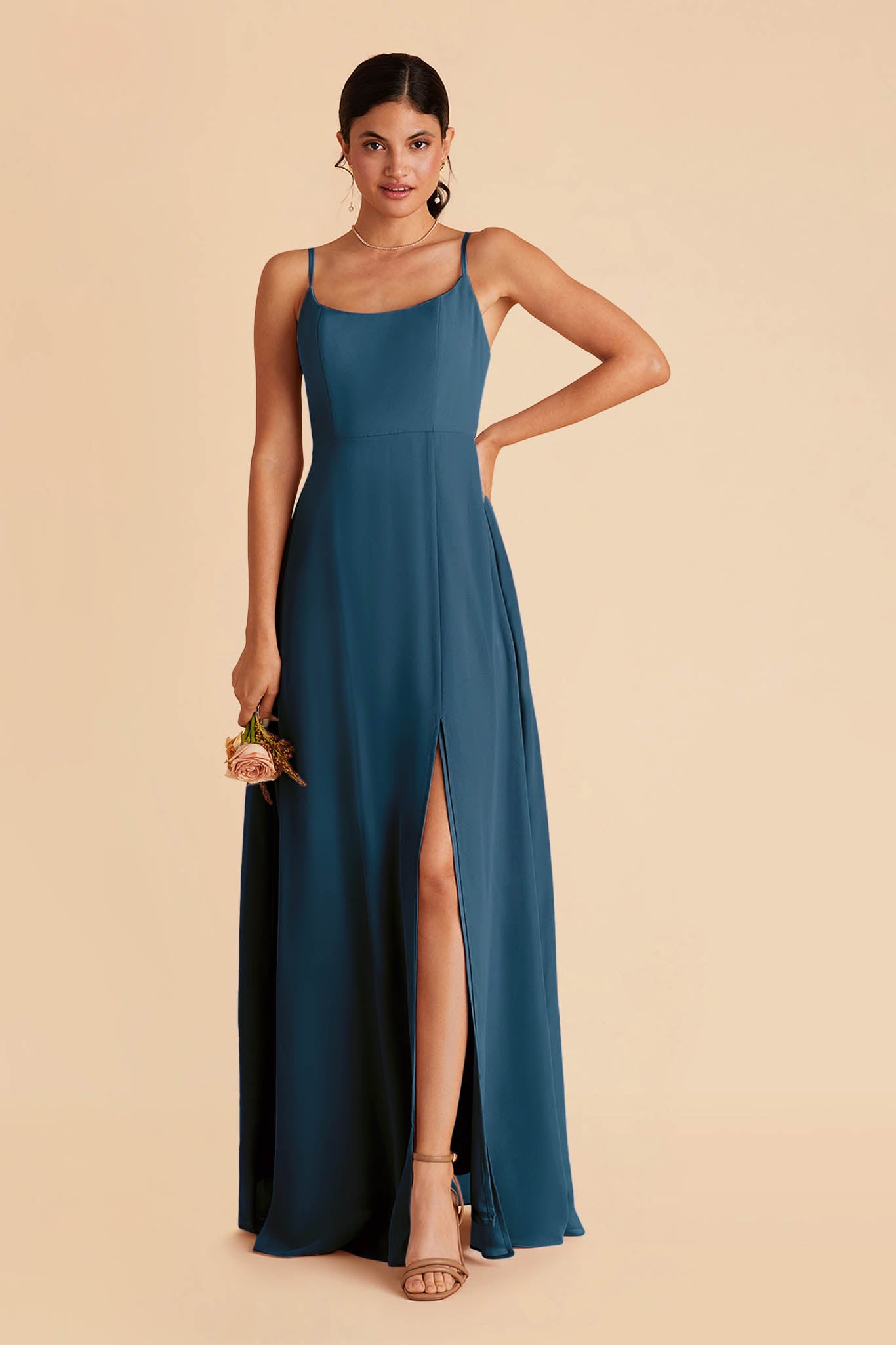 Chiffon Scoop Dress in Dark Teal | Amy
