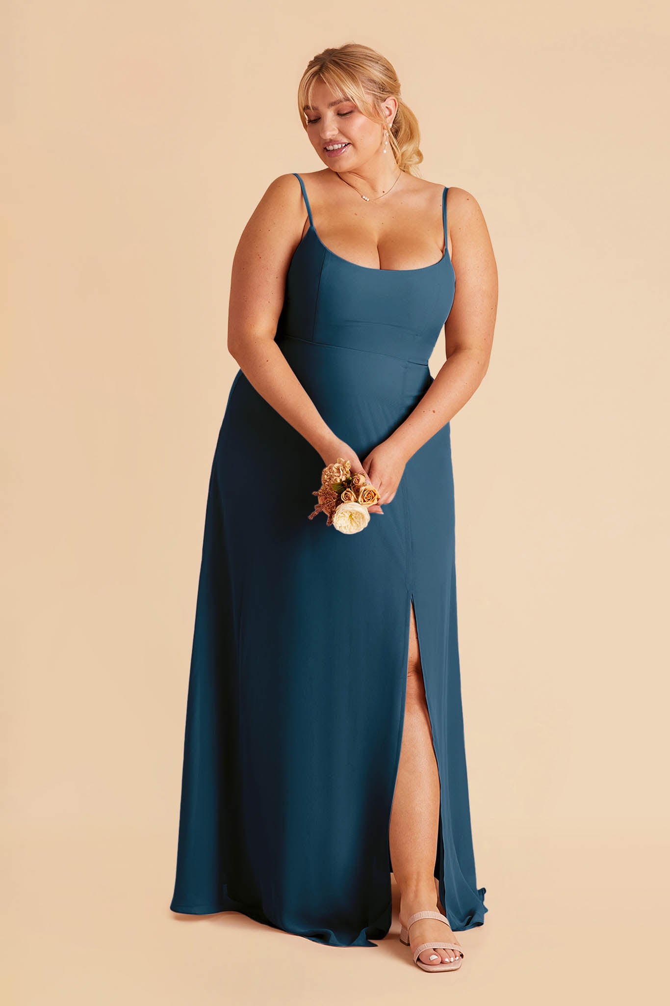 Chiffon Scoop Dress in Dark Teal | Amy