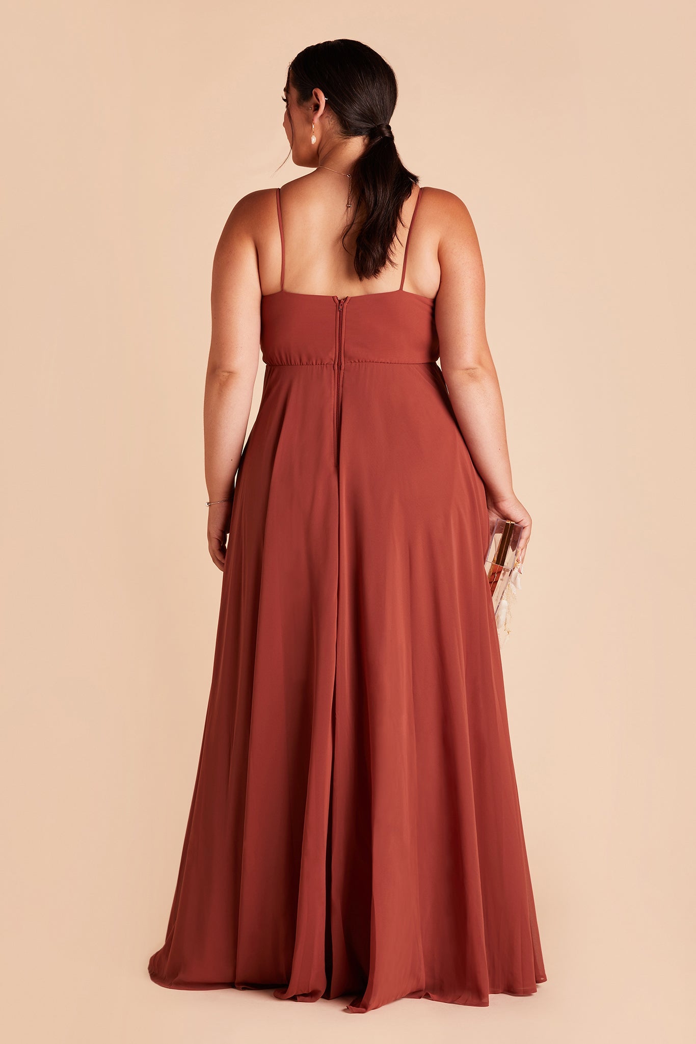 Flowy Bridesmaid Dress with Swooping Skirt | Kaia Dress - Spice