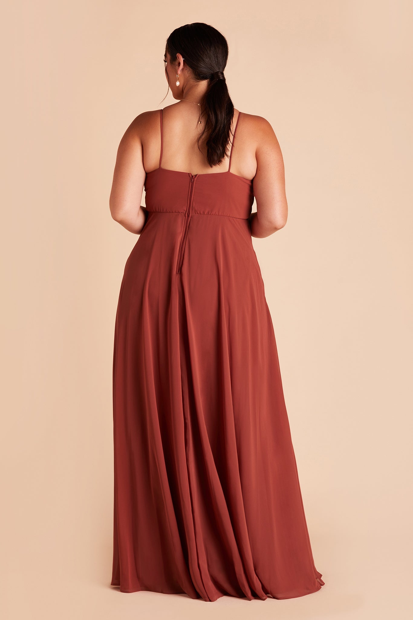 Flowy Bridesmaid Dress with Swooping Skirt | Kaia Dress - Spice
