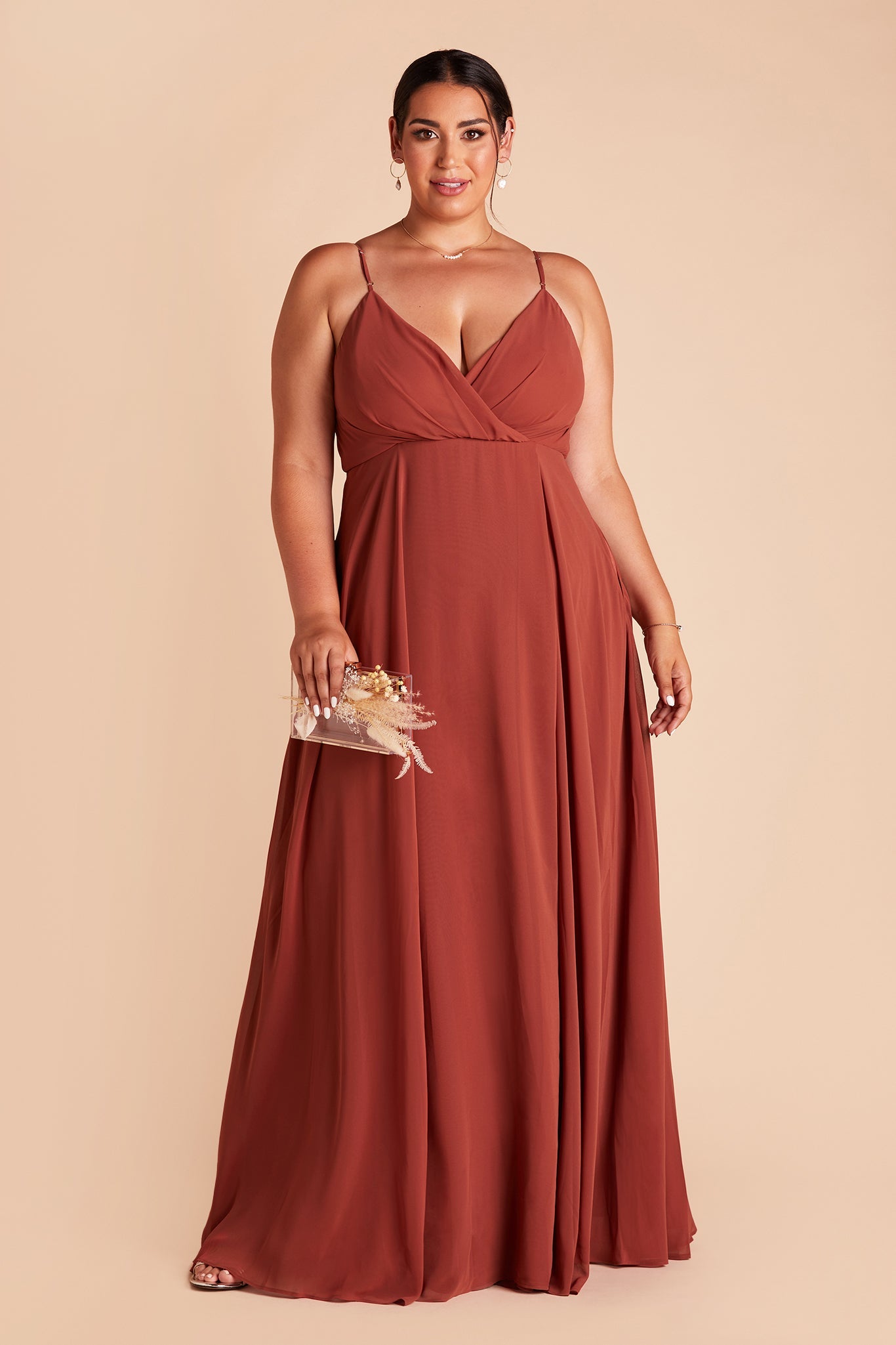Flowy Bridesmaid Dress with Swooping Skirt | Kaia Dress - Spice