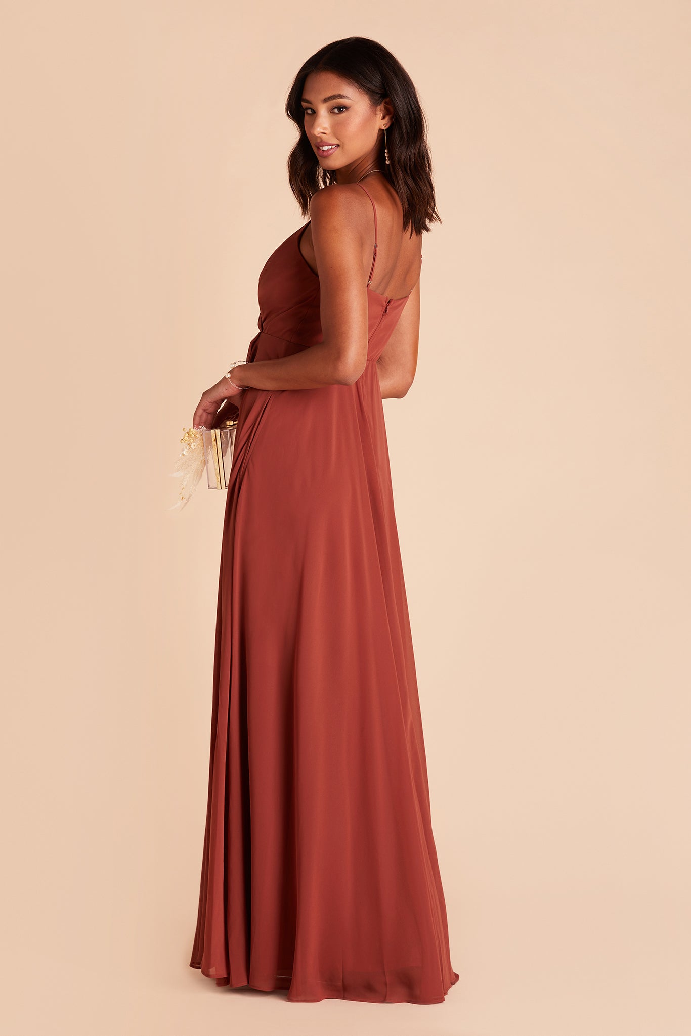 Flowy Bridesmaid Dress with Swooping Skirt | Kaia Dress - Spice