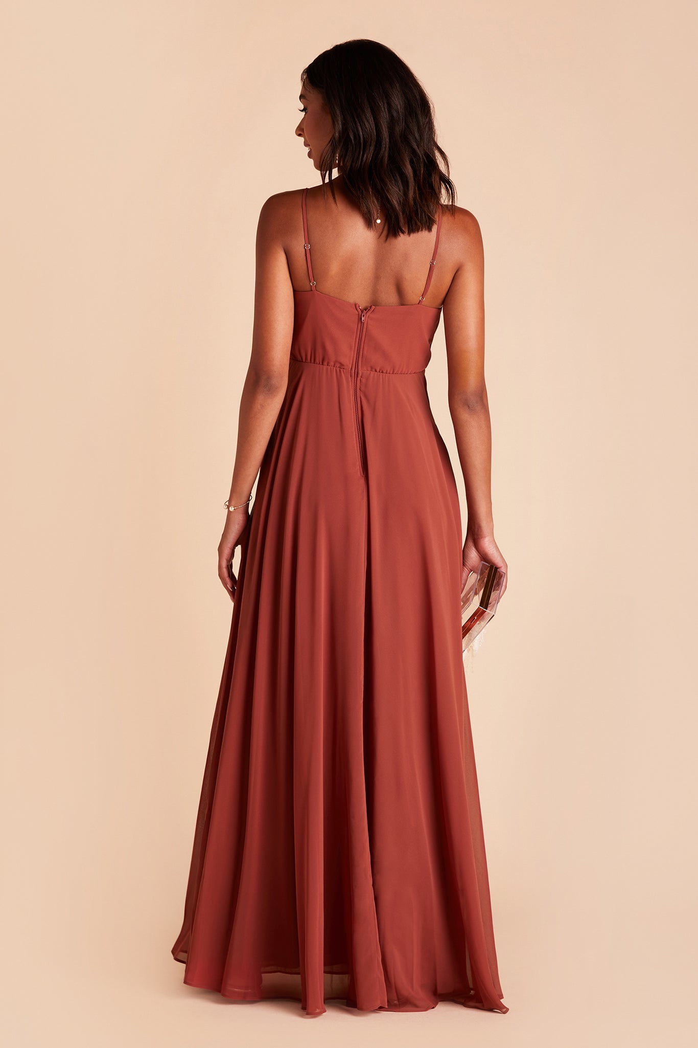 Flowy Bridesmaid Dress with Swooping Skirt | Kaia Dress - Spice