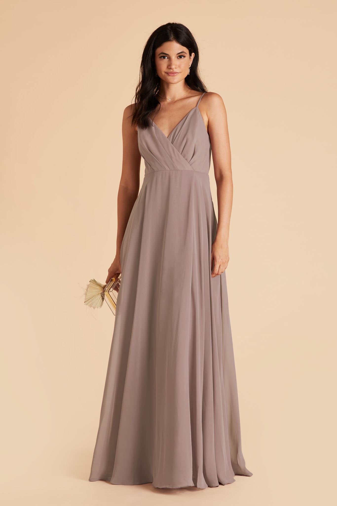 Flowy Bridesmaid Dress with Swooping Skirt | Kaia Dress - Toffee