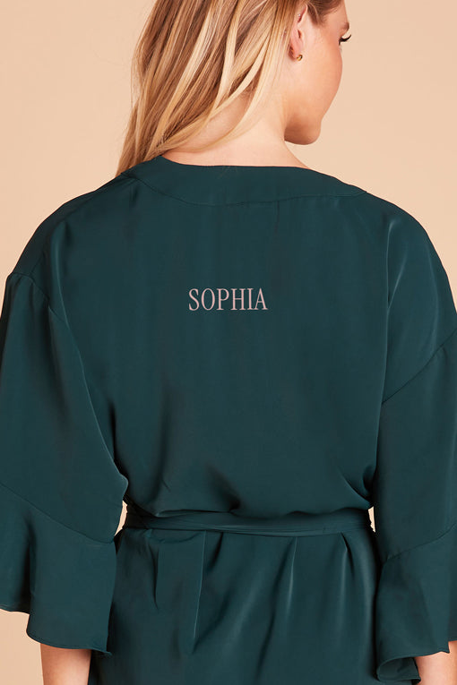 Minimalist Bridesmaid Robe in Emerald | Karen Robe