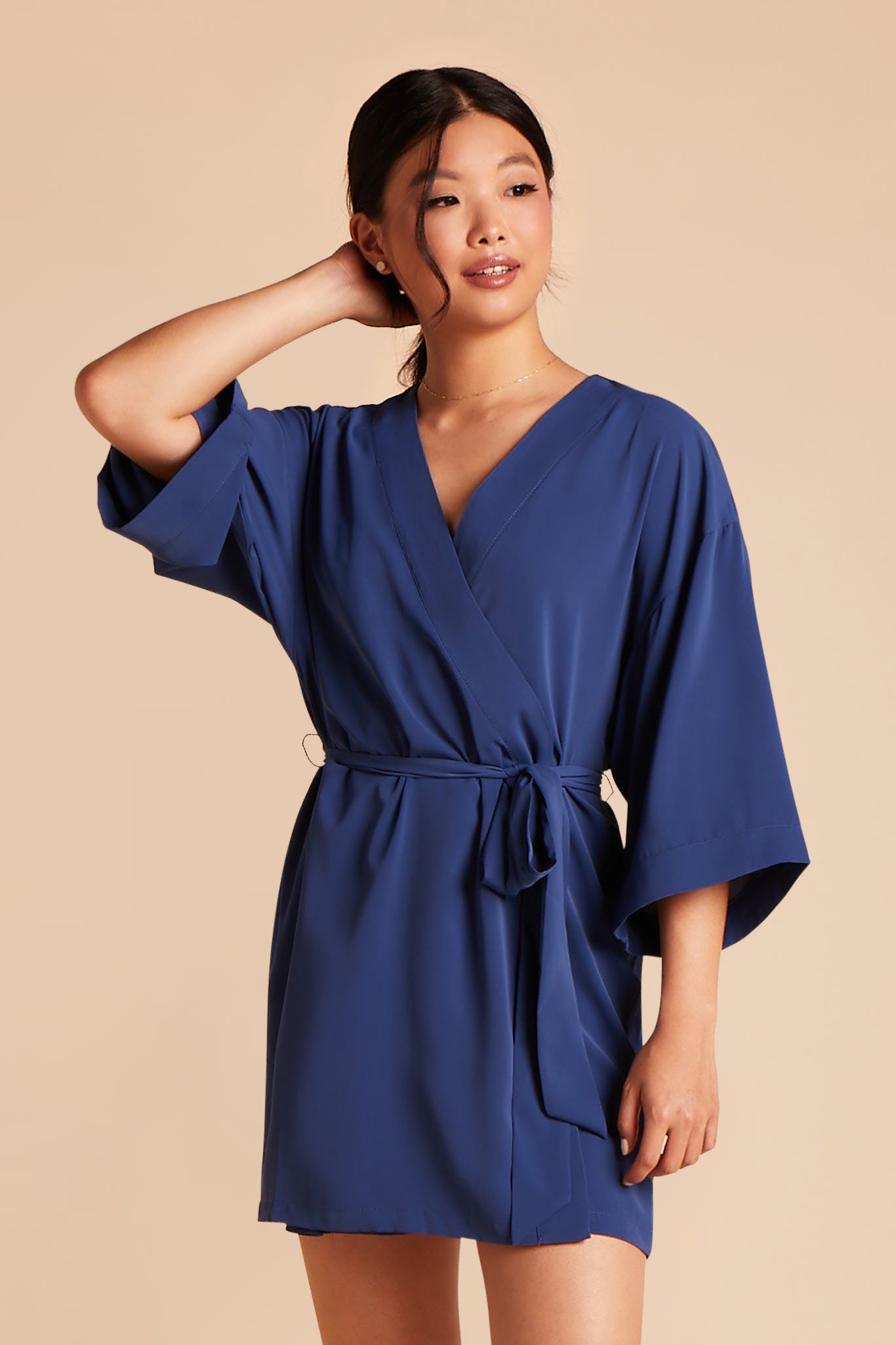 Chic Bridesmaid Robe - Slate Blue Minimalist Silhouette