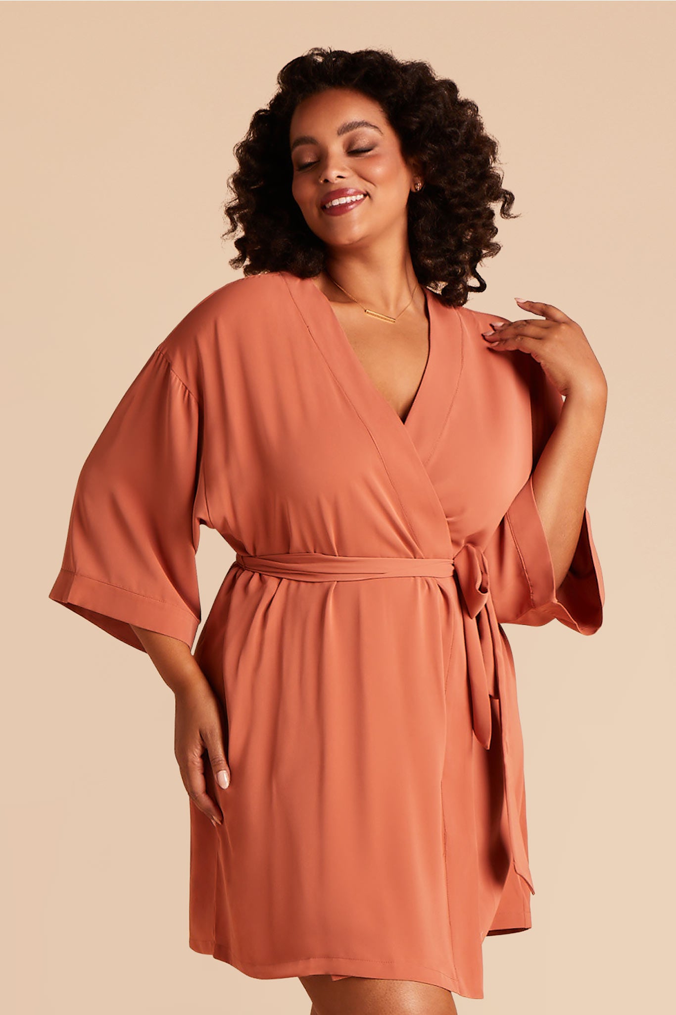Minimalist Bridesmaid Robe in Terracotta | Karen Robe