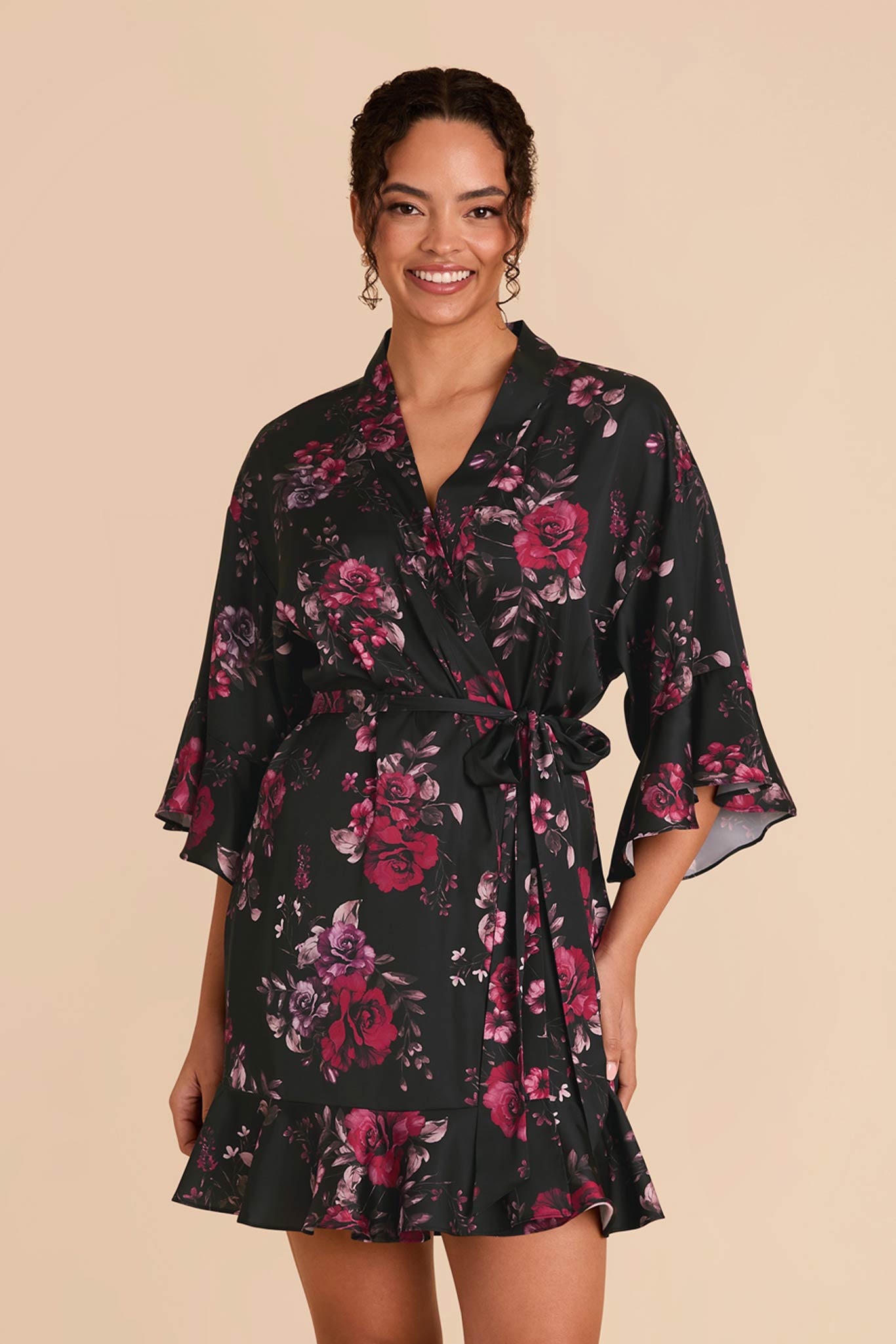 Floral Ruffle Robe with Feminine Details | Kenny Fleurs D'Amour