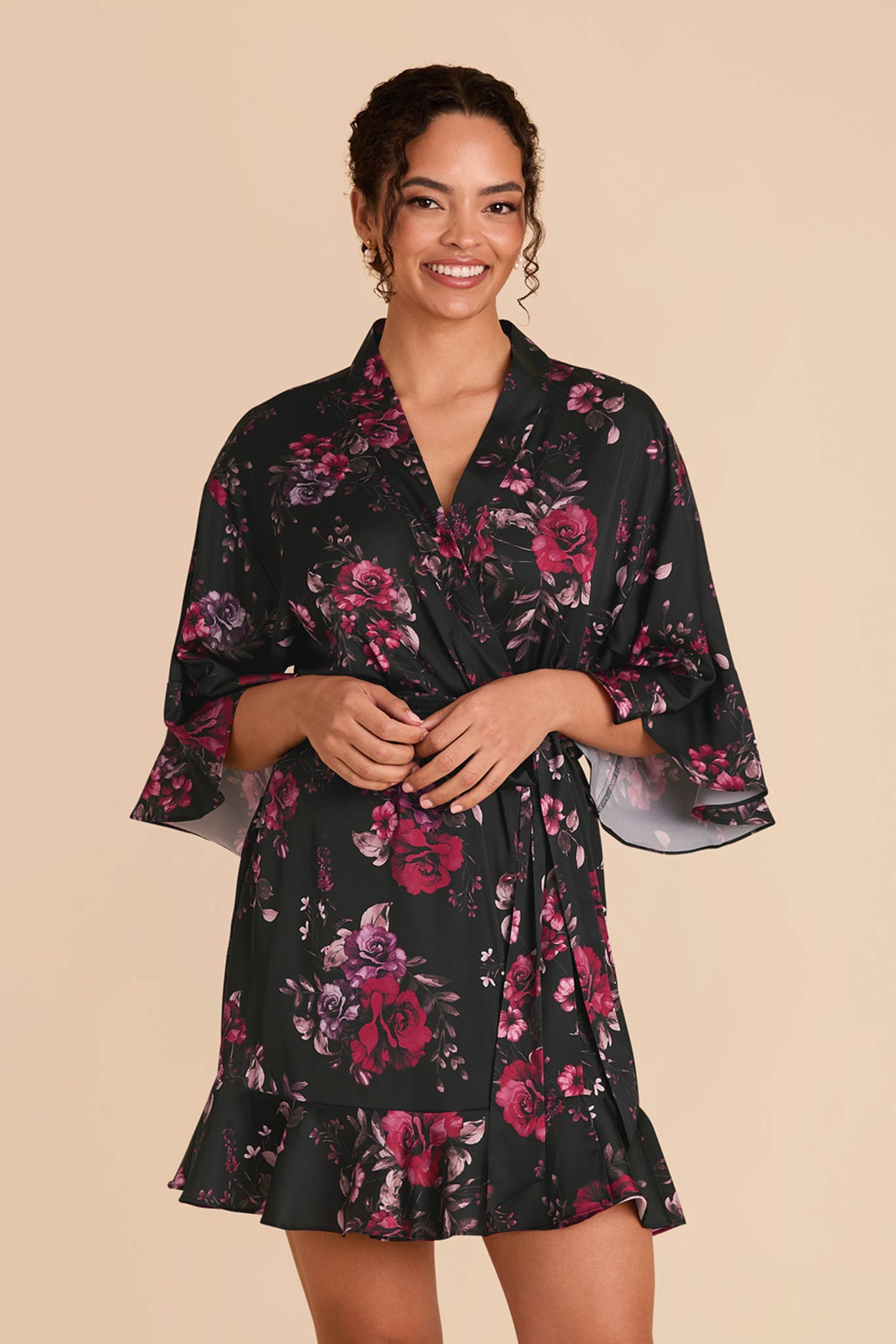 Floral Ruffle Robe with Feminine Details | Kenny Fleurs D'Amour