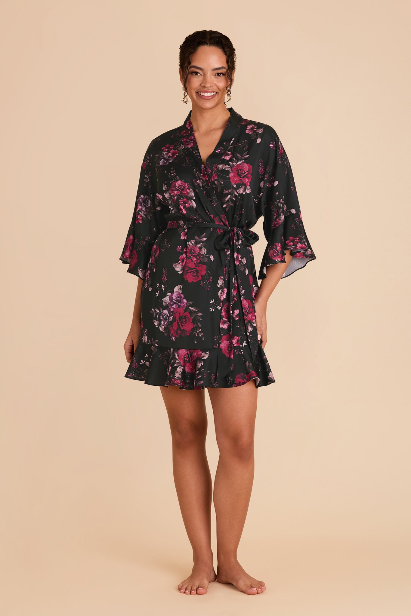 Floral Ruffle Robe with Feminine Details | Kenny Fleurs D'Amour