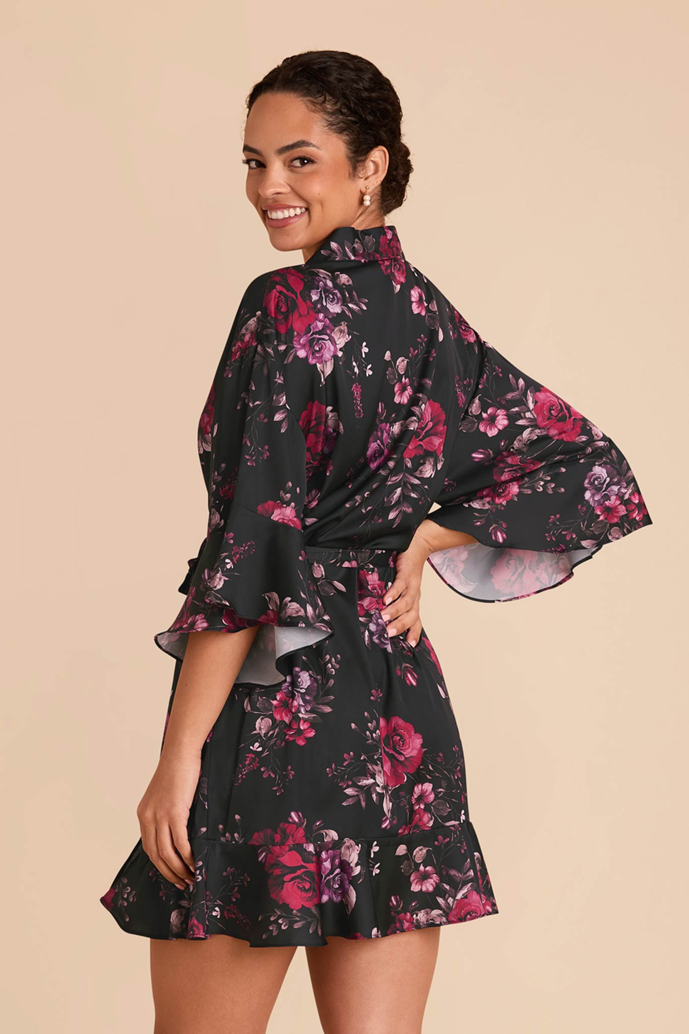 Floral Ruffle Robe with Feminine Details | Kenny Fleurs D'Amour