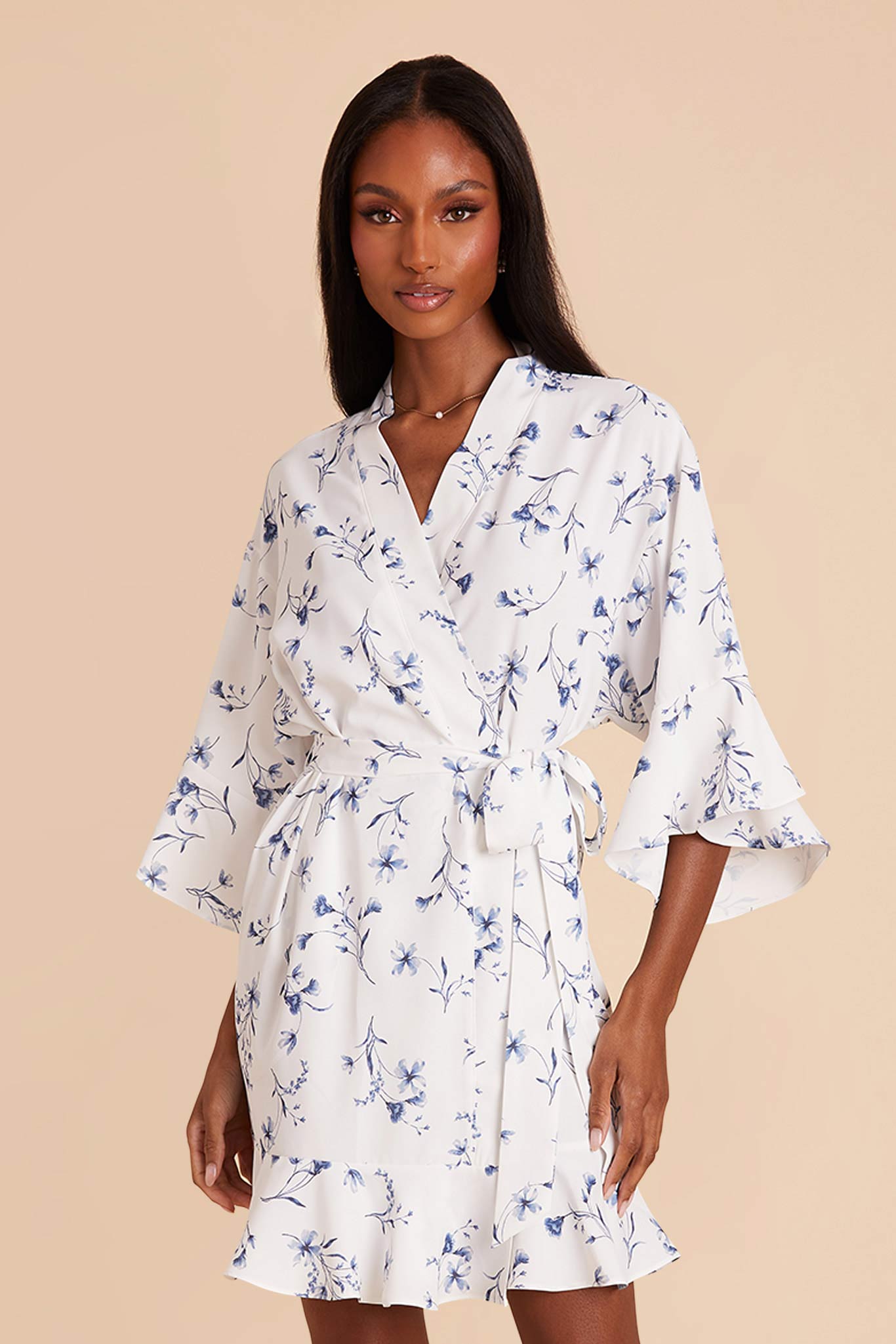 Floral Ruffle Robe for Women - Blue Le Fleur | Kenny