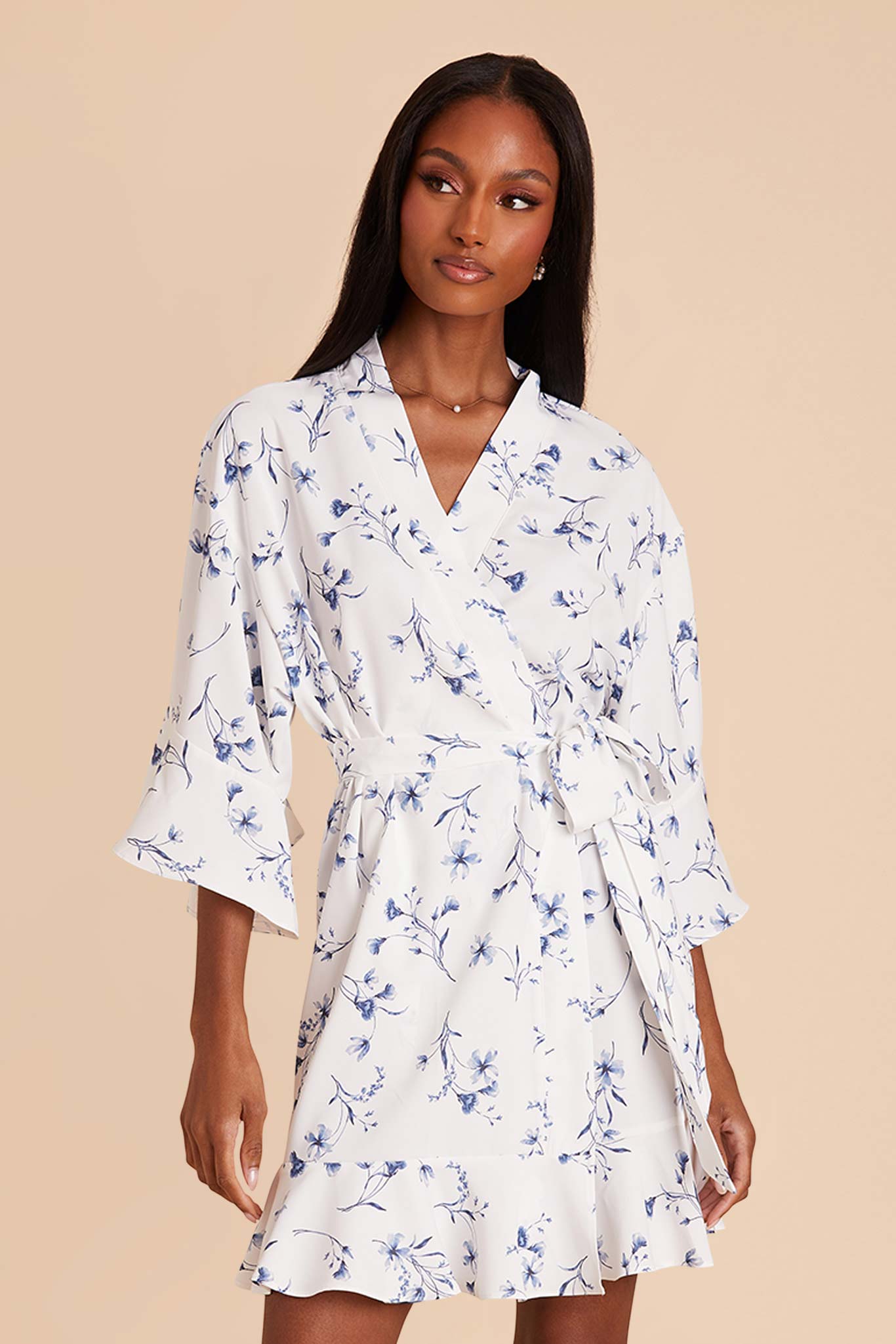 Floral Ruffle Robe for Women - Blue Le Fleur | Kenny