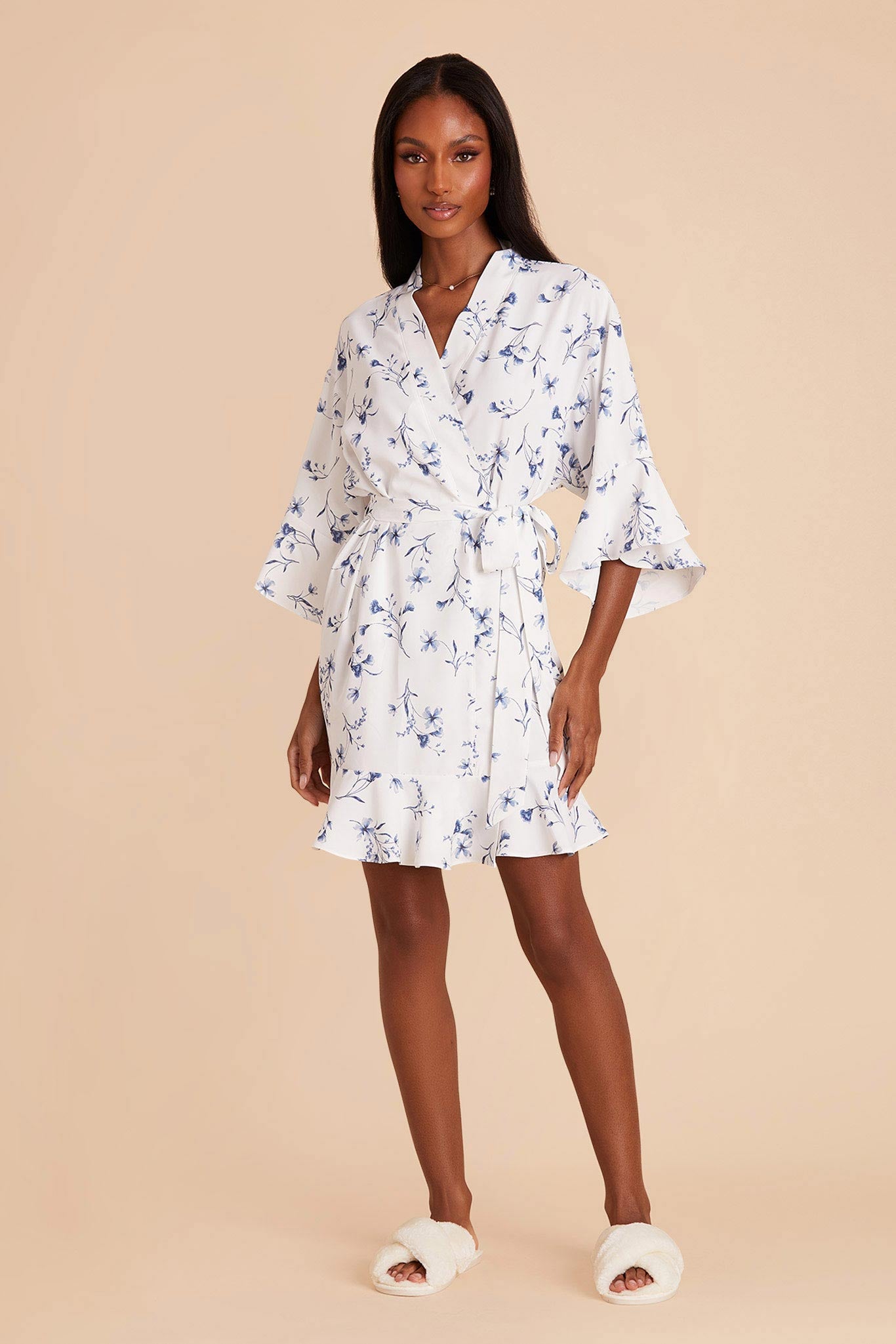 Floral Ruffle Robe for Women - Blue Le Fleur | Kenny