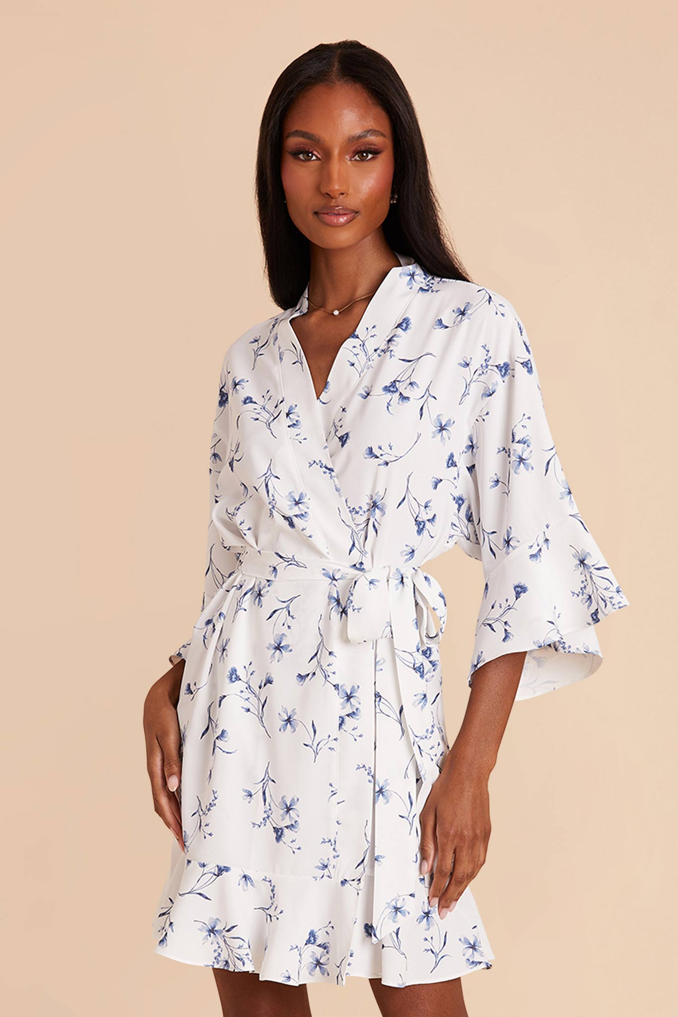 Floral Ruffle Robe for Women - Blue Le Fleur | Kenny