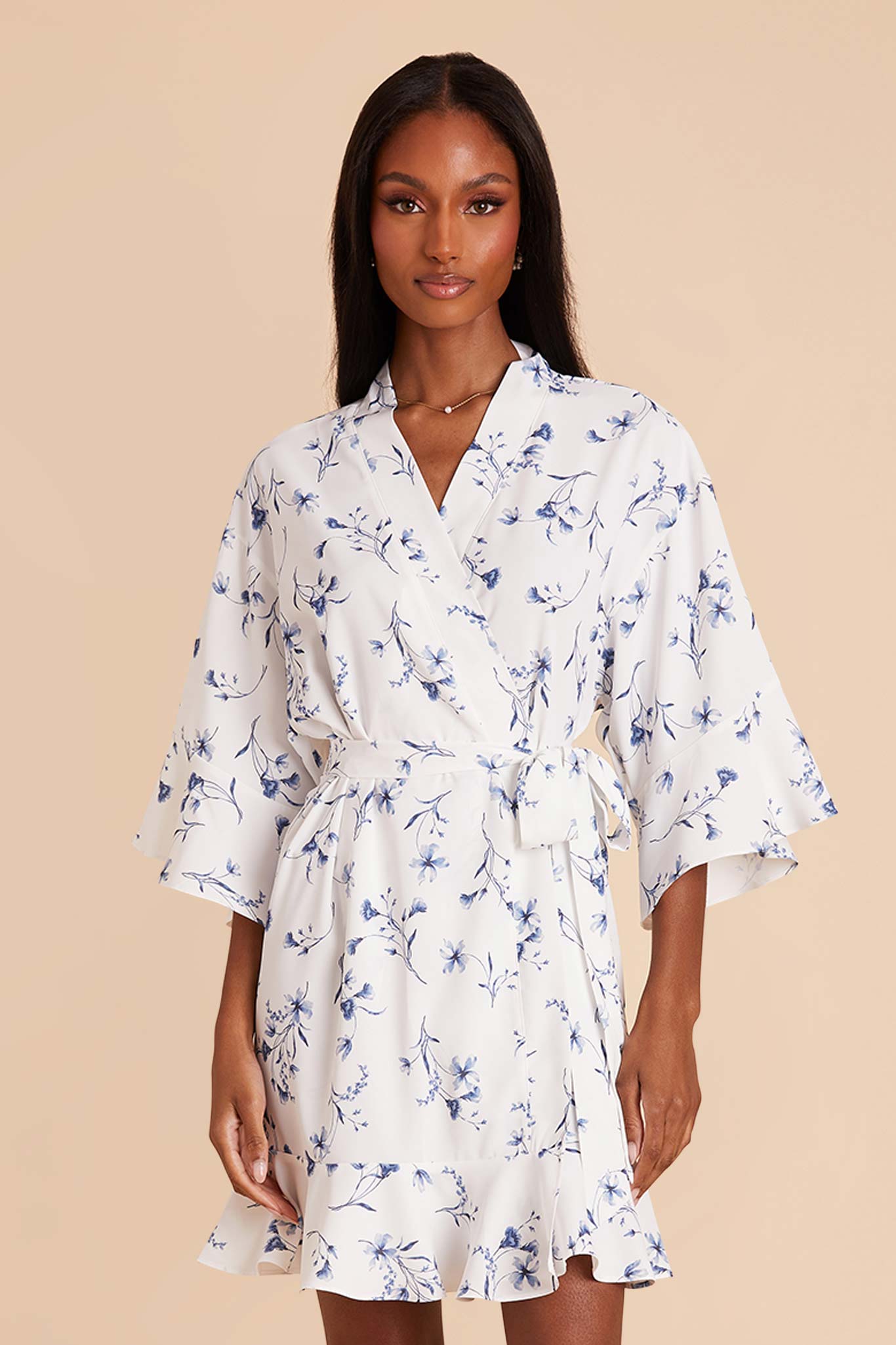 Floral Ruffle Robe for Women - Blue Le Fleur | Kenny