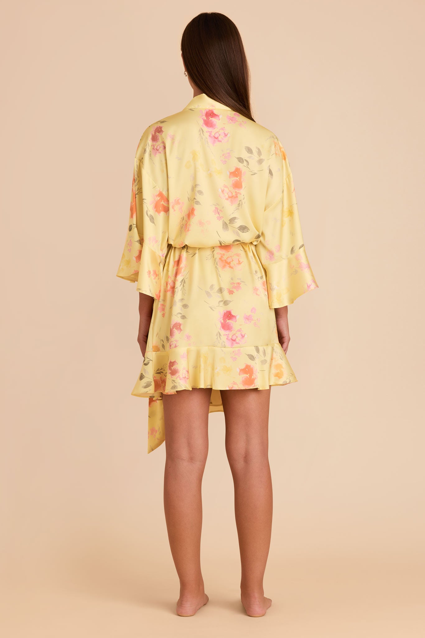 Floral Ruffle Robe with Feminine Details | Kenny Pale Yellow