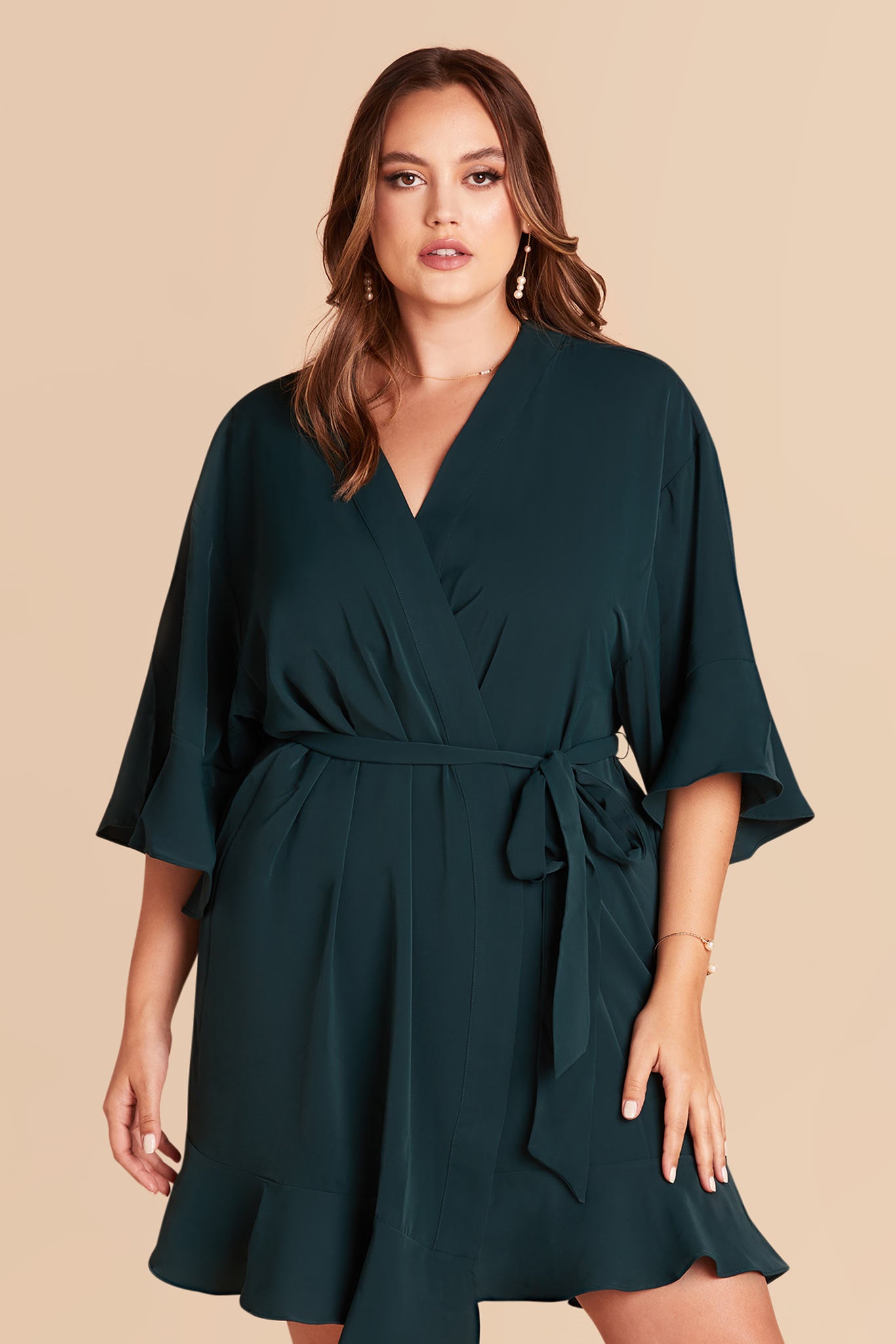 Ruffled Satin Robe for Bridal Suite | Kenny Emerald