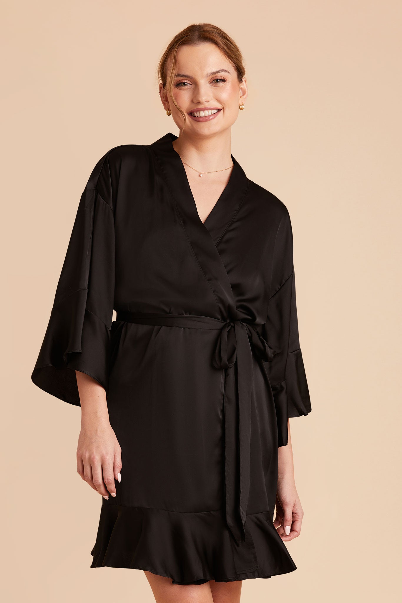 Ruffle Satin Robe for Bridal Suite | Kenny Black