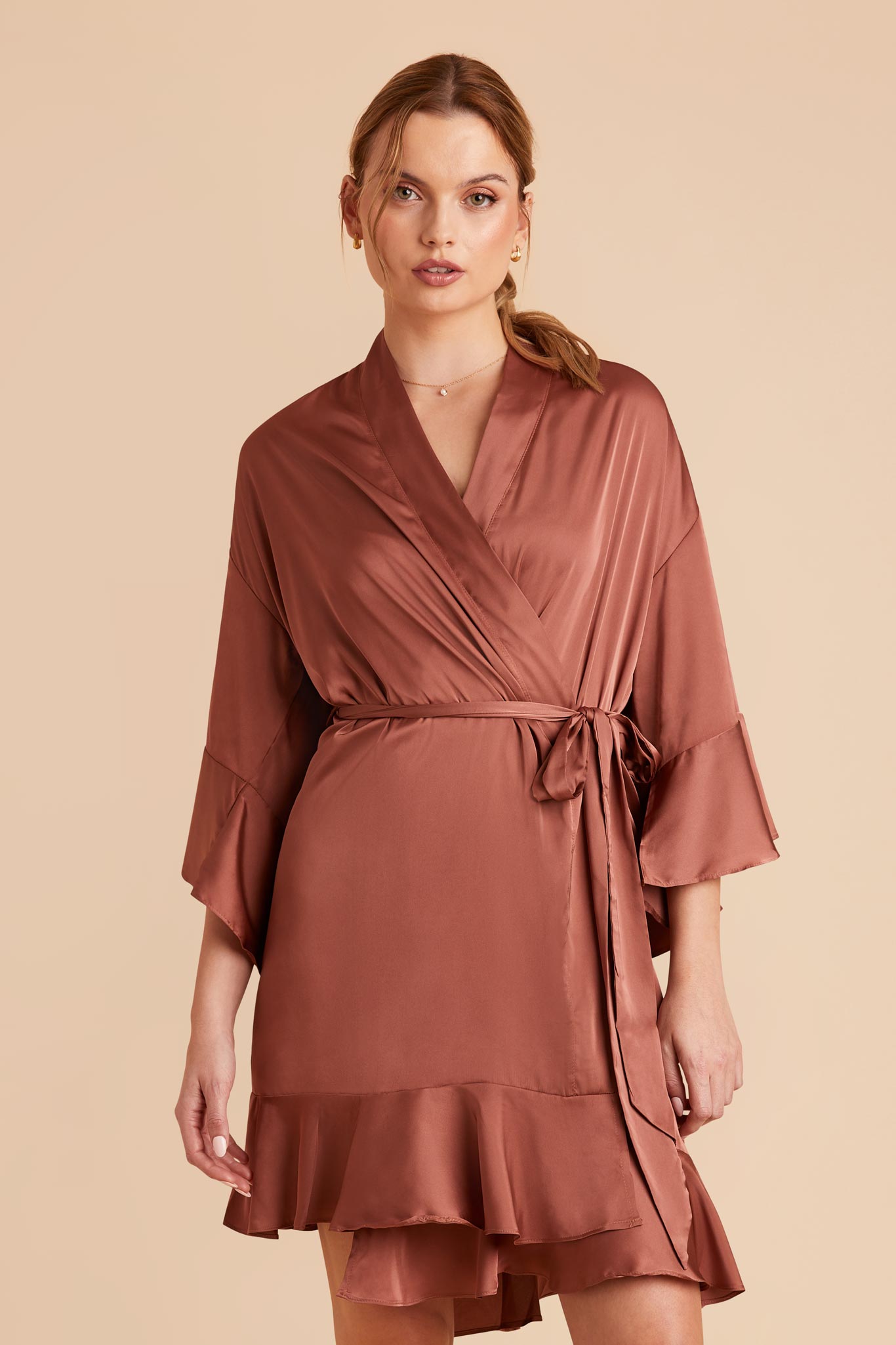 Ruffled Satin Robe for Bridal Suite | Kenny Desert Rose