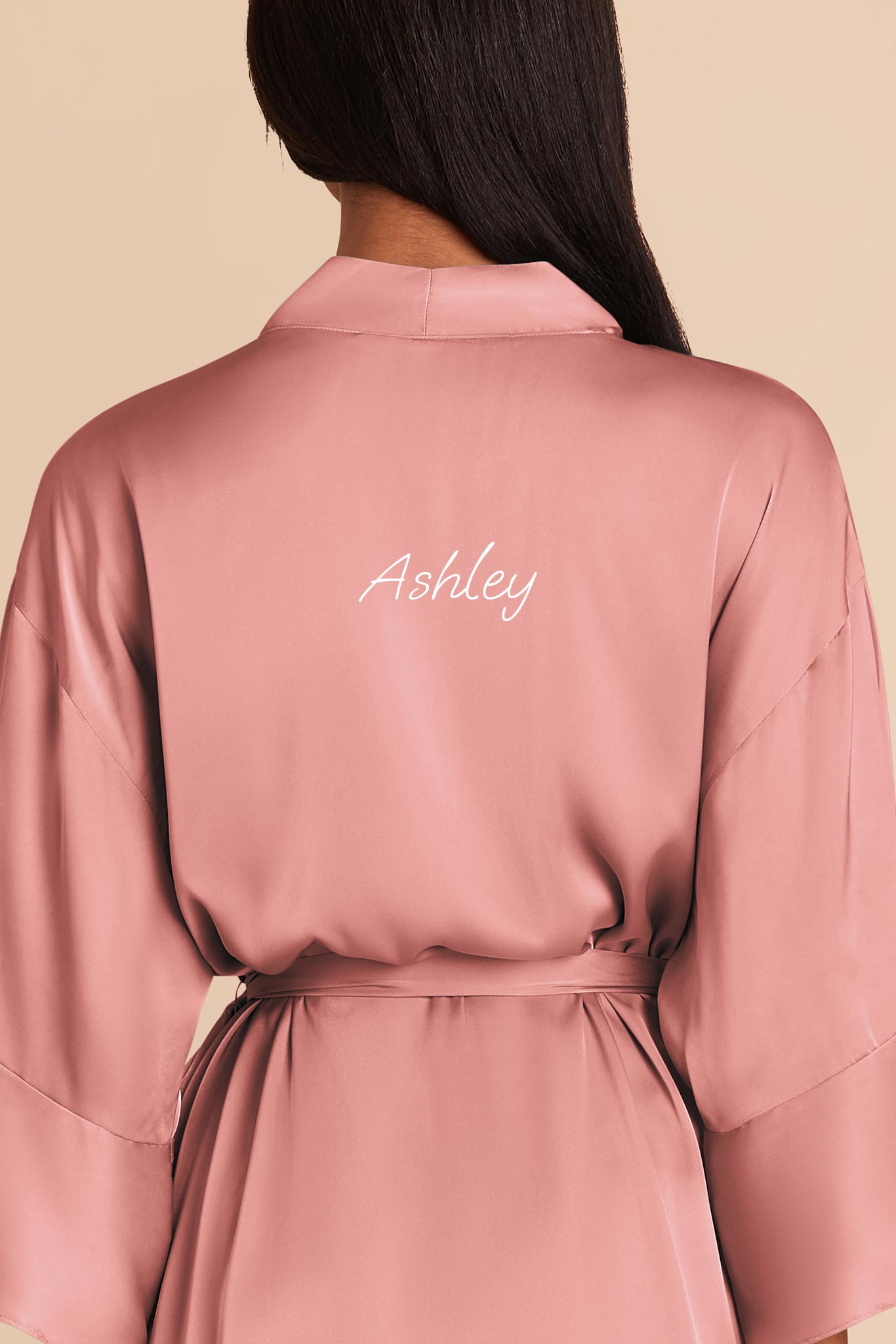 Ruffle Satin Robe for Bridal Suite | Kenny in Dusty Rose