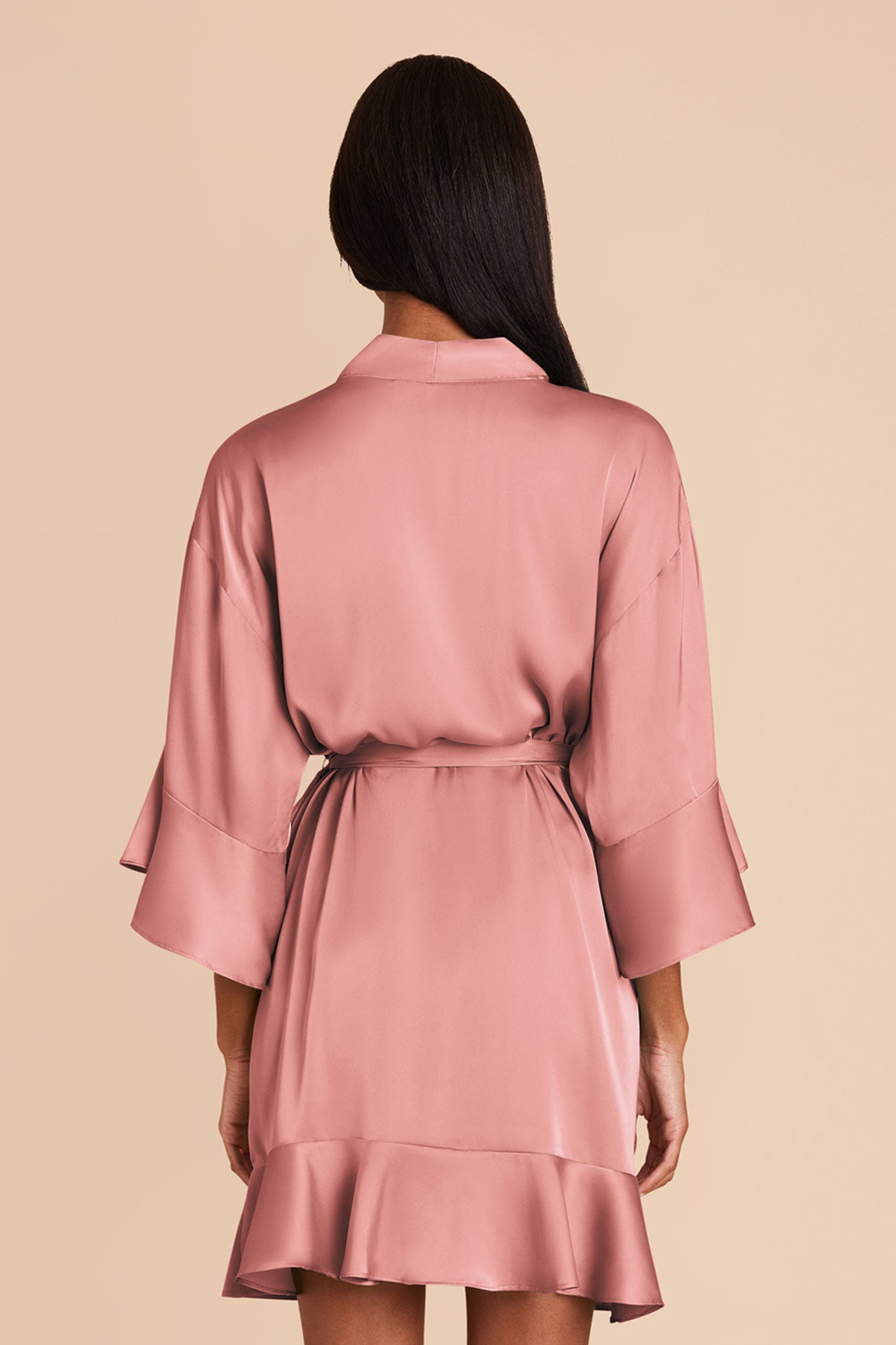 Ruffle Satin Robe for Bridal Suite | Kenny in Dusty Rose