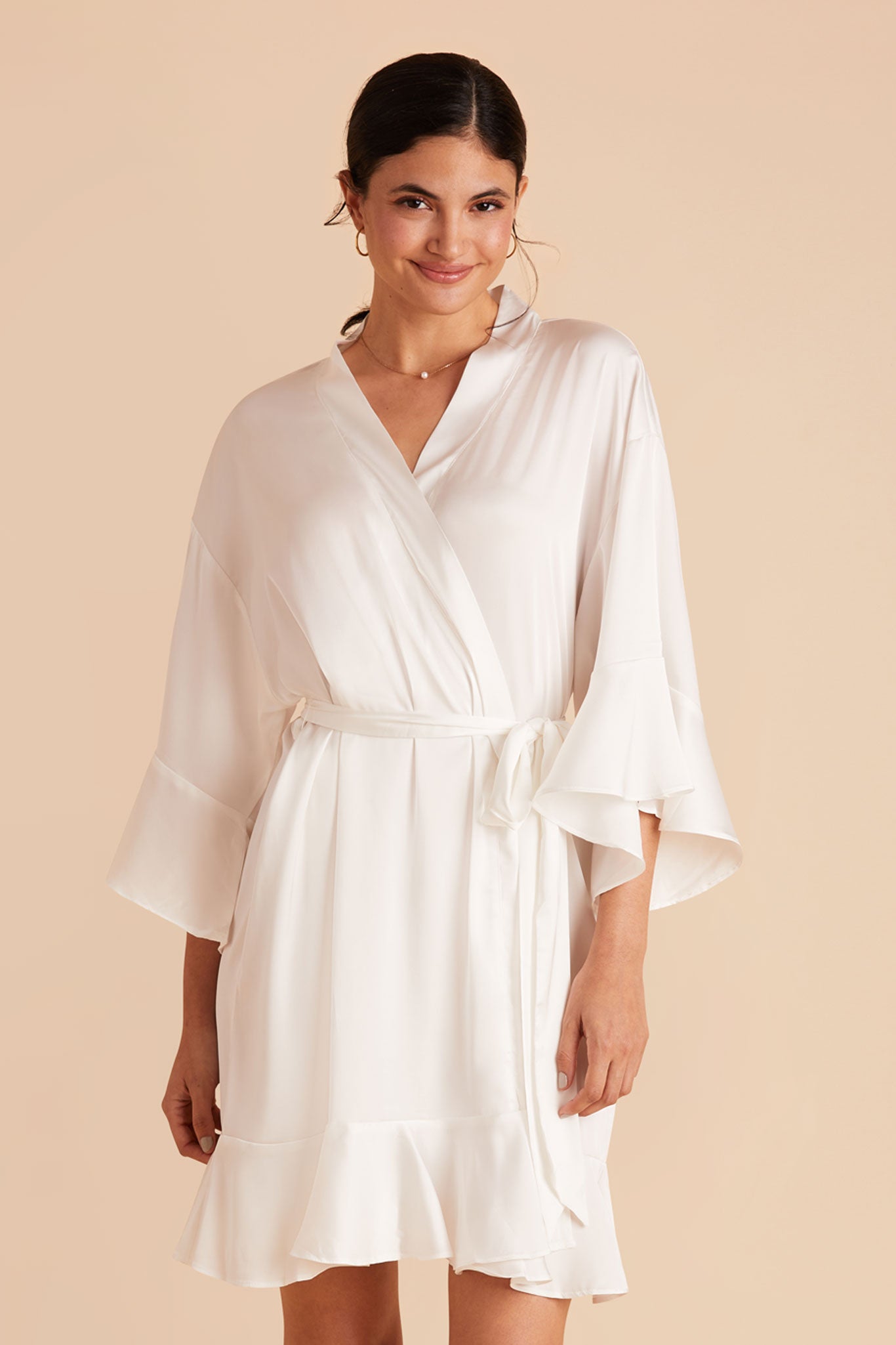 Ruffle Satin Robe for Bridal Suite | Kenny Ivory