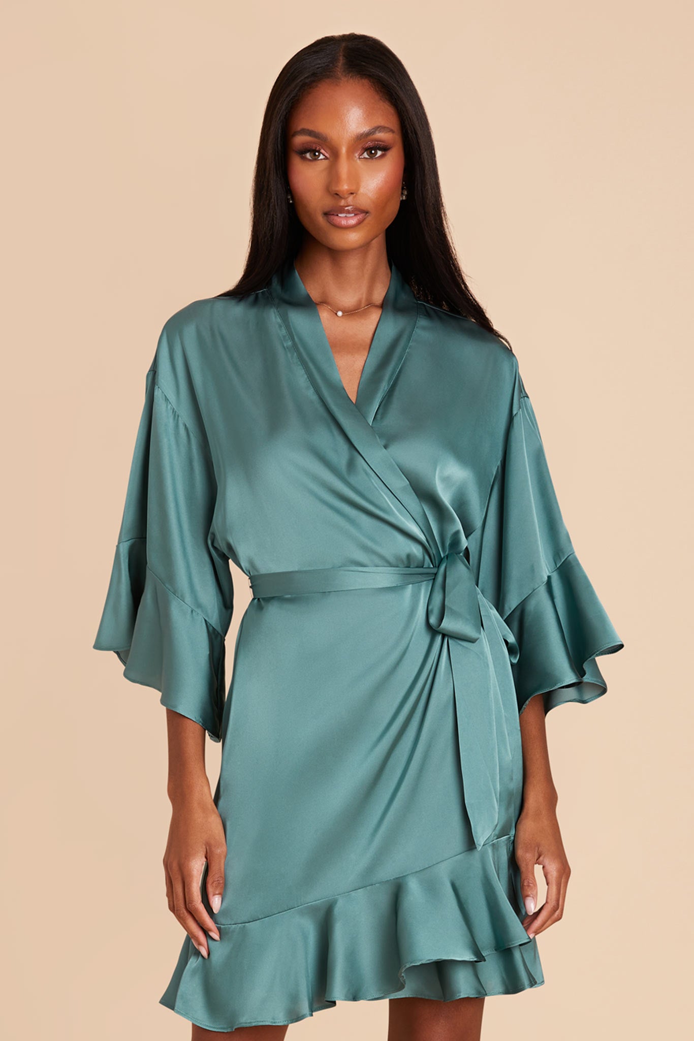 Ruffle Satin Robe for Bridal Suite | Kenny Sea Glass