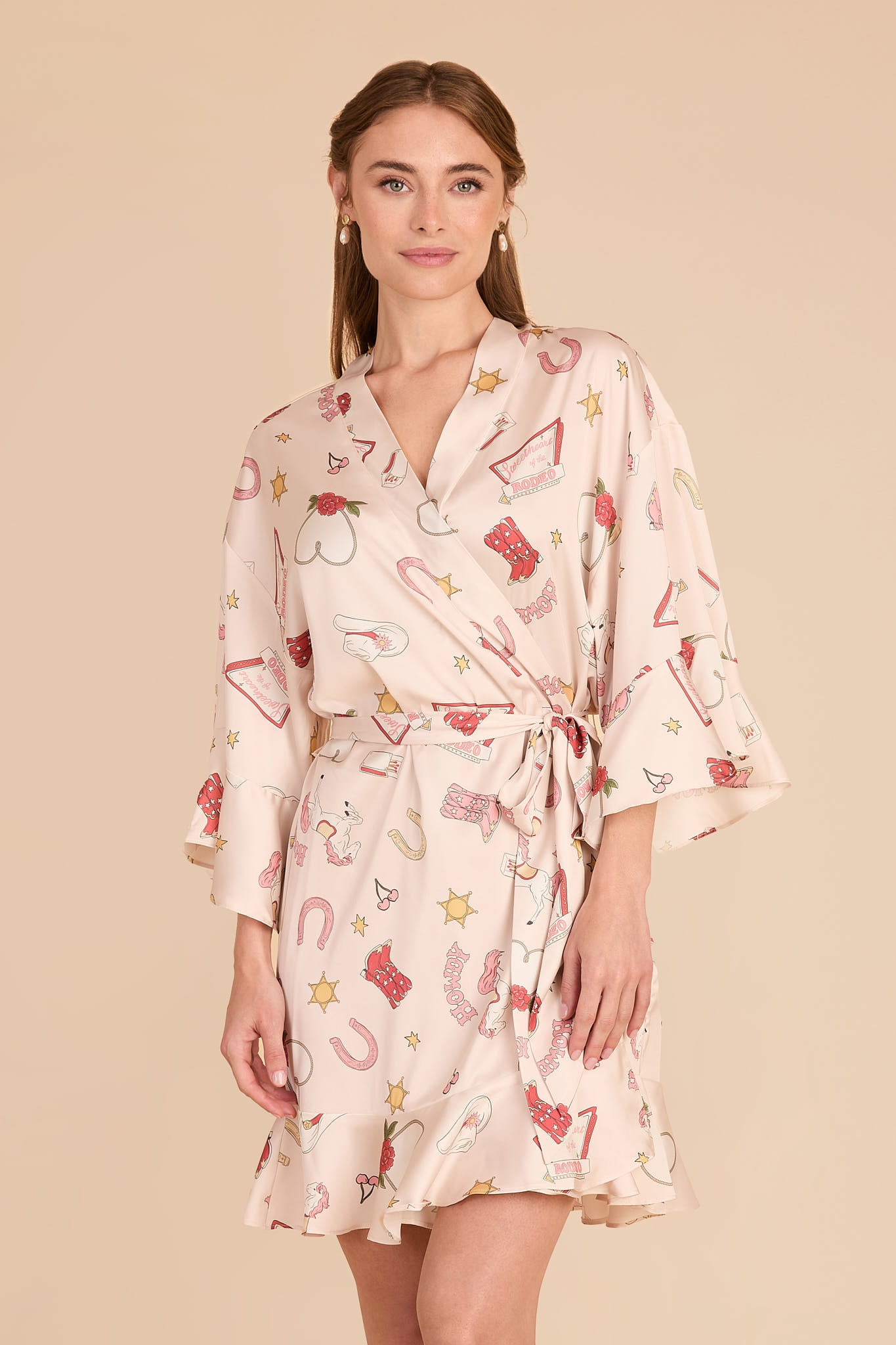 Flirty Satin Bridal Robe with Ruffles | Kenny Last Rodeo