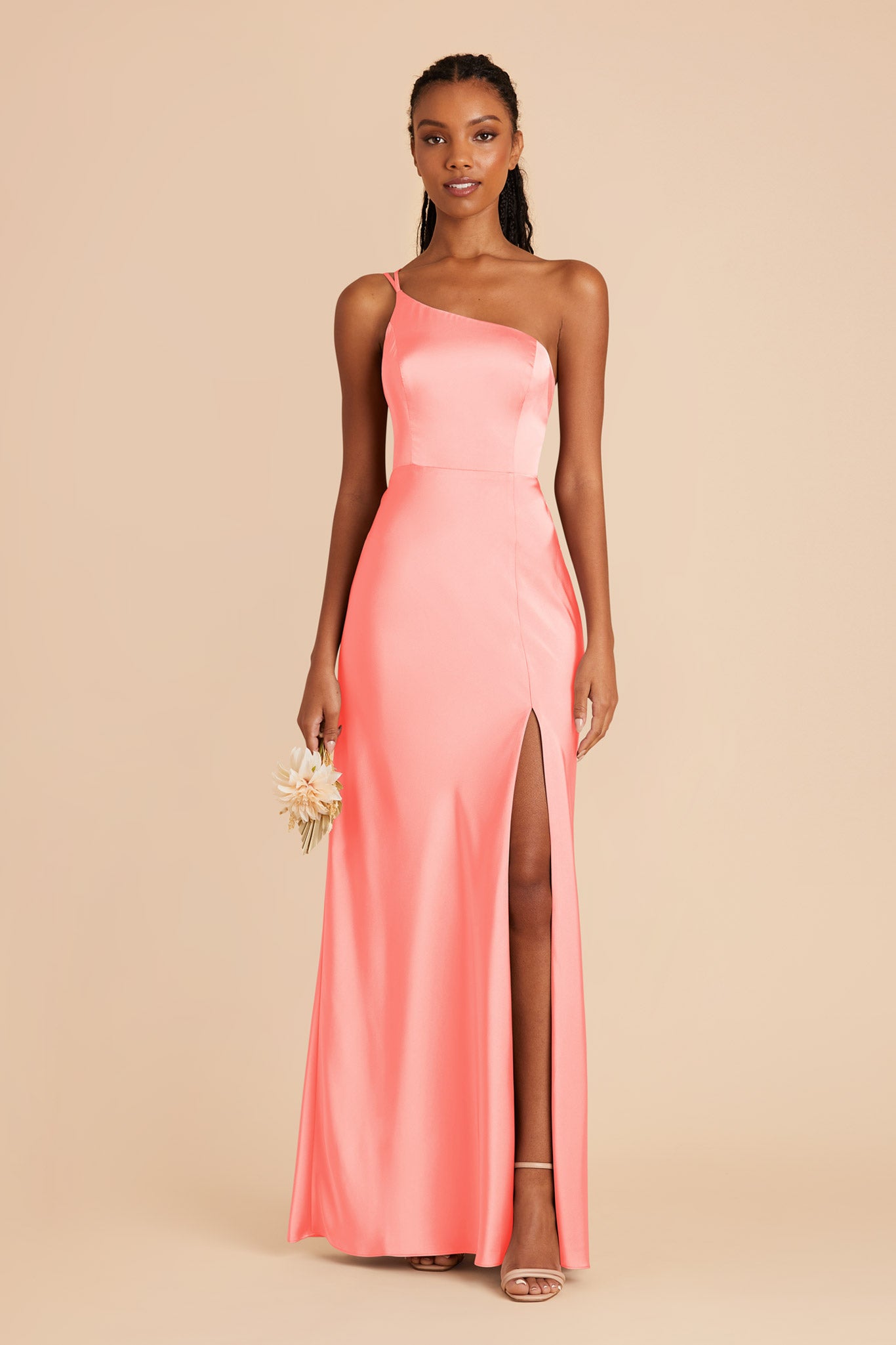 Matte Satin Dress in Coral Pink | Kensie Elegant Women's Wear
