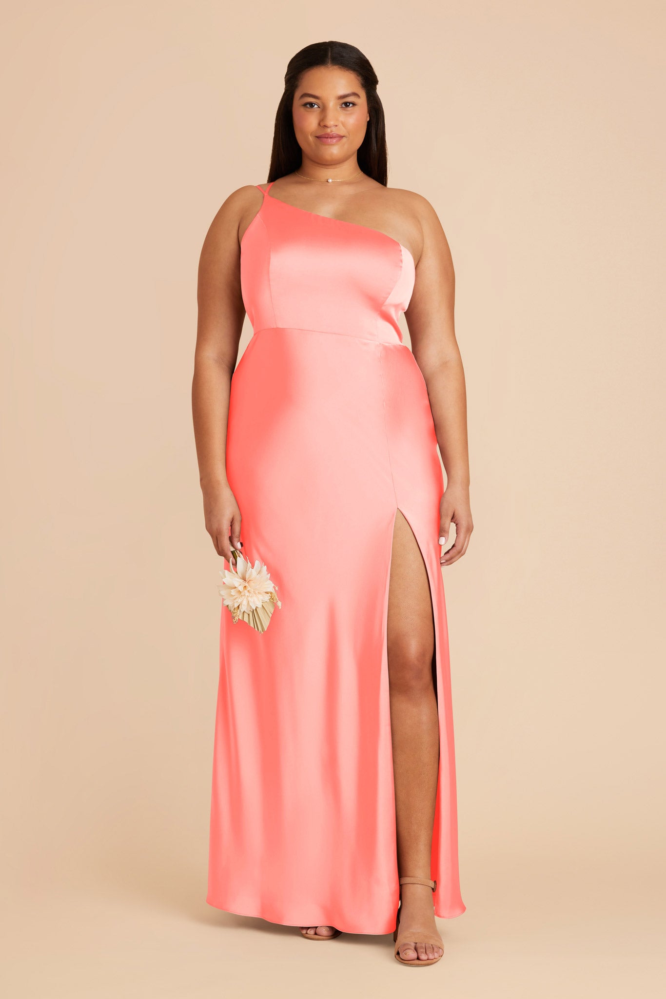 Matte Satin Dress in Coral Pink | Kensie Elegant Women's Wear