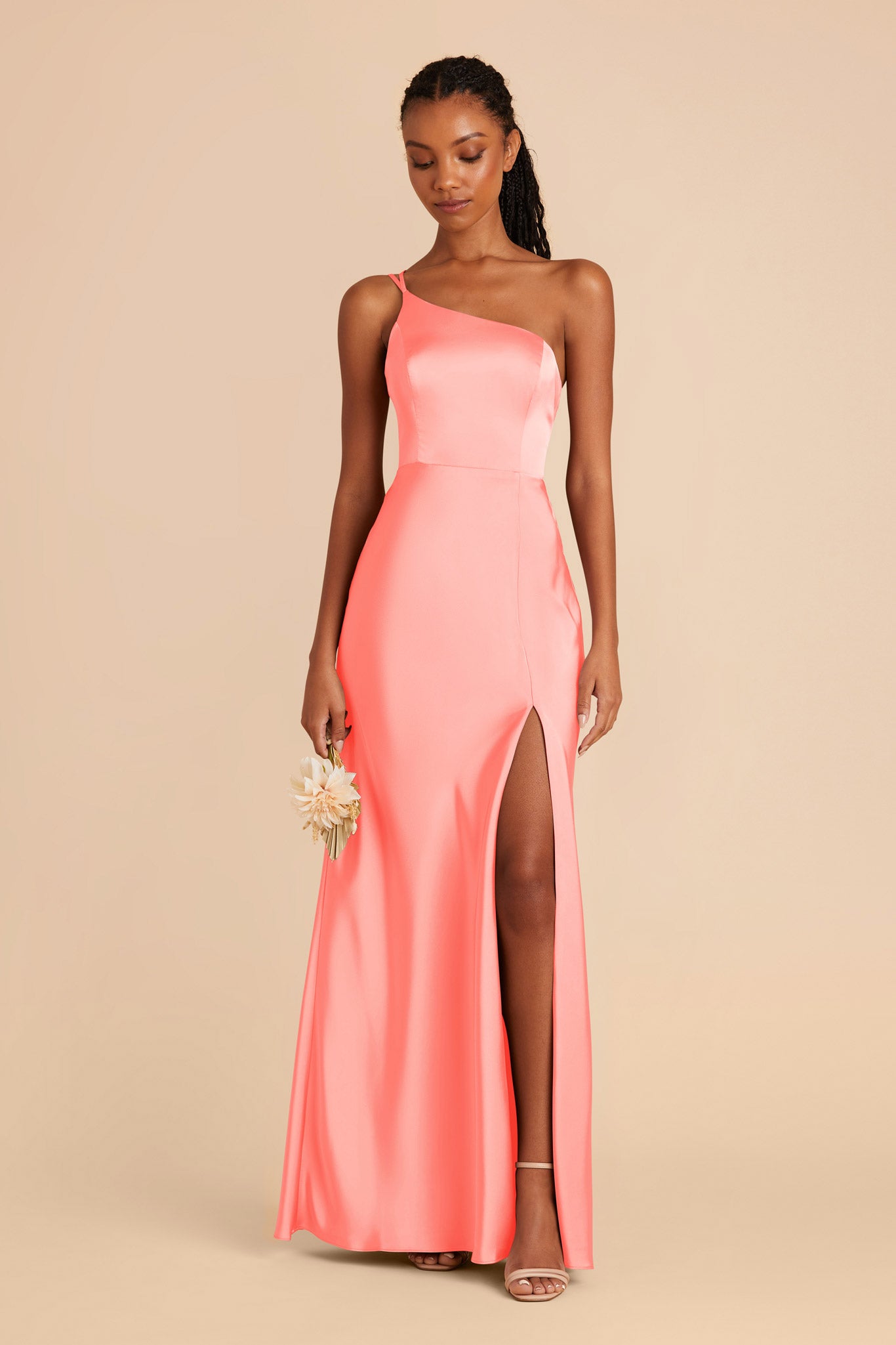 Matte Satin Dress in Coral Pink | Kensie Elegant Women's Wear