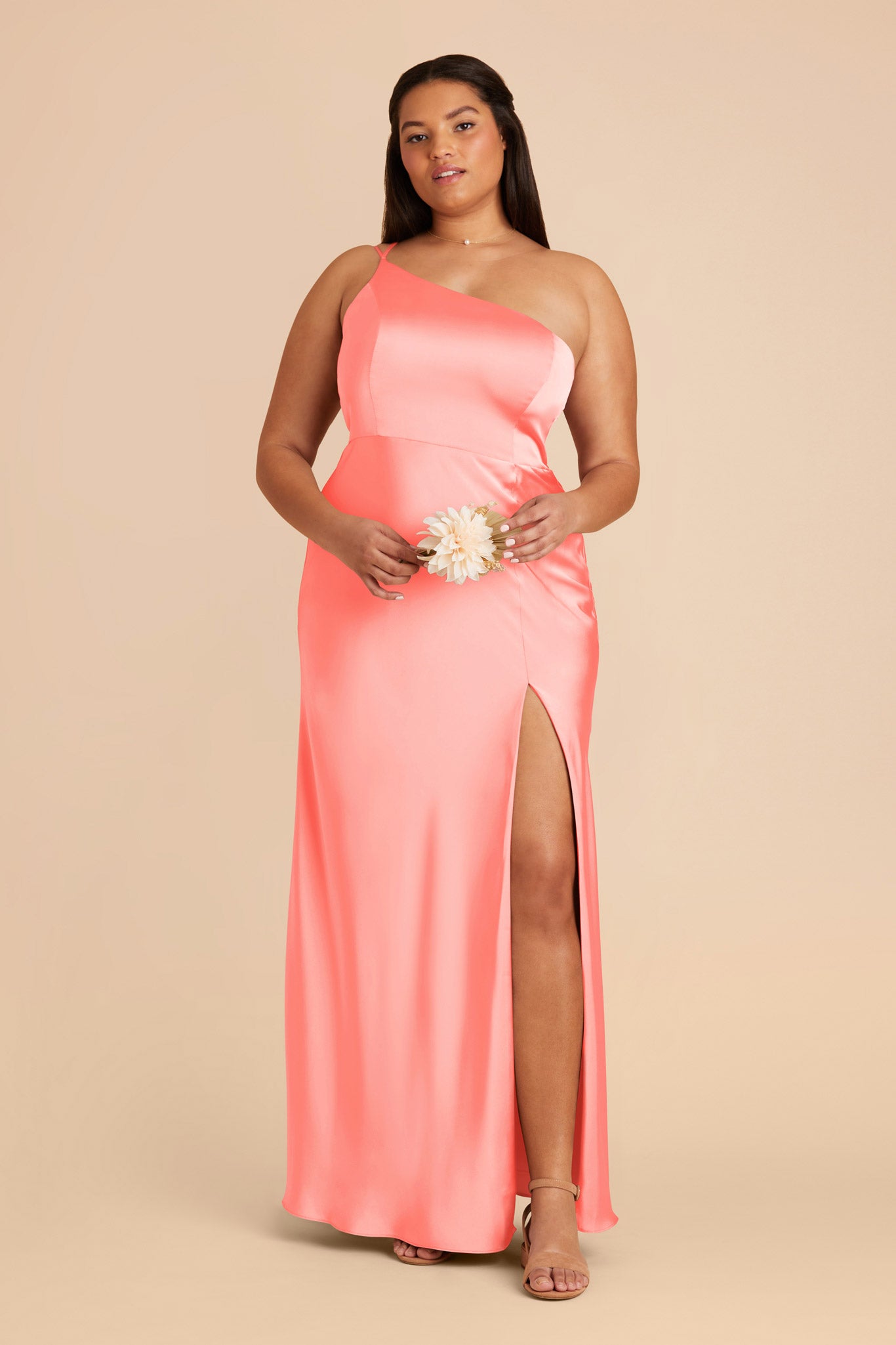 Matte Satin Dress in Coral Pink | Kensie Elegant Women's Wear