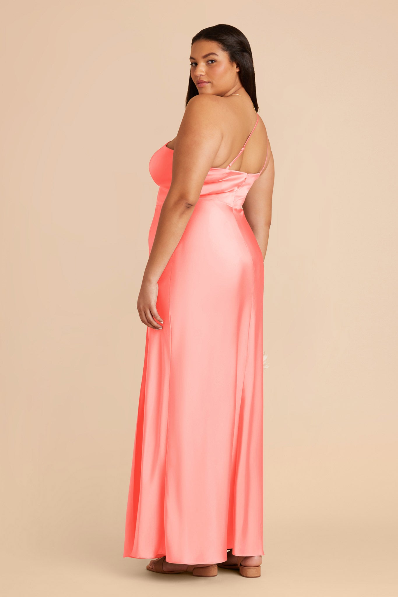 Matte Satin Dress in Coral Pink | Kensie Elegant Women's Wear