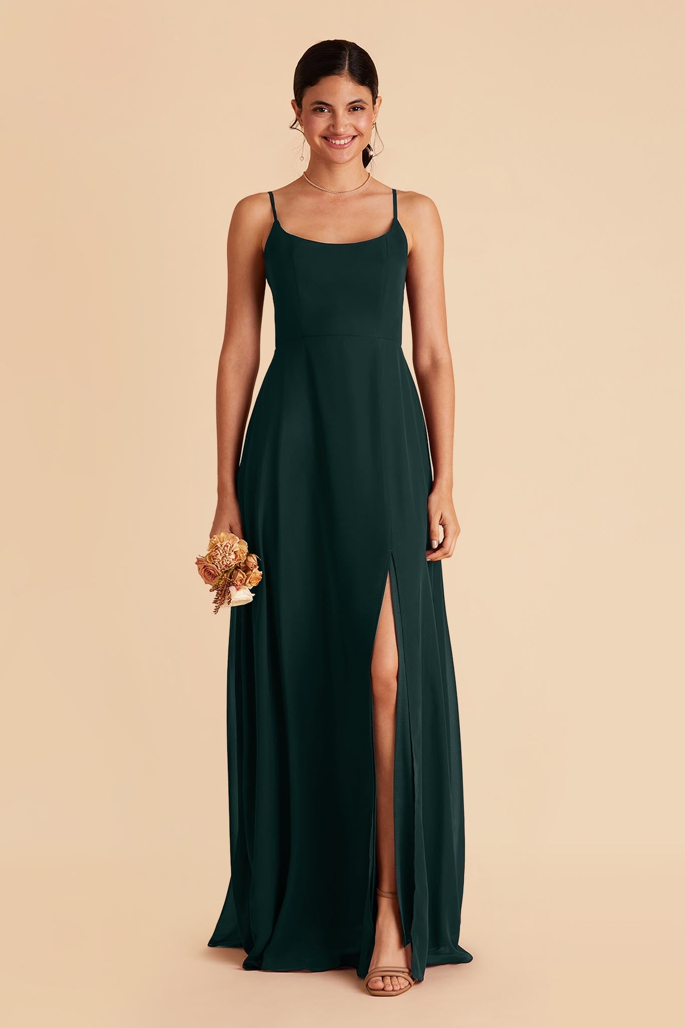 Emerald Chiffon Scoop Dress | Amy