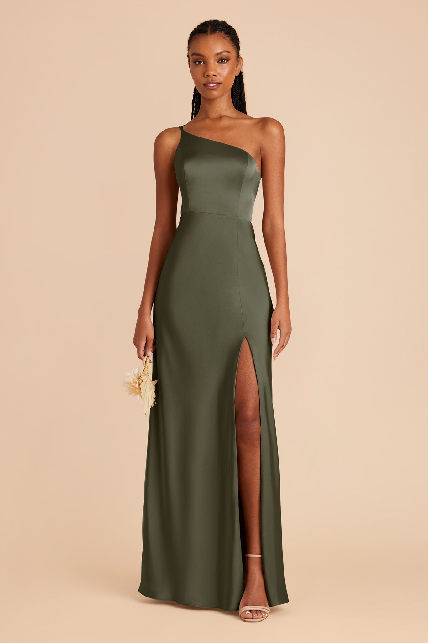 Matte Satin Dress in Olive | Kensie
