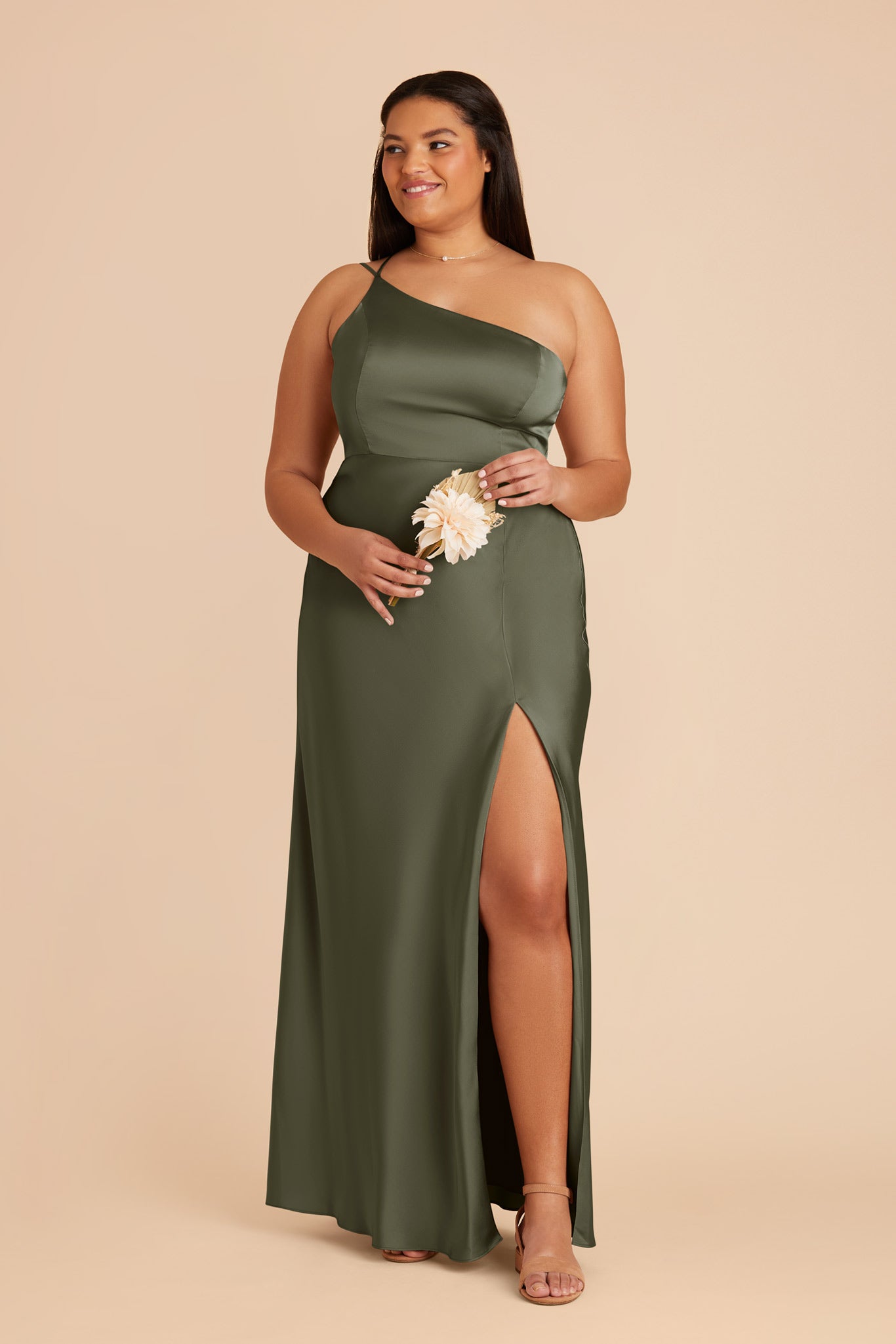 Matte Satin Dress in Olive | Kensie