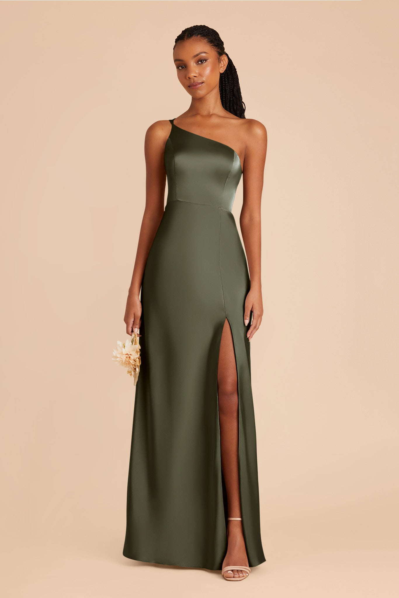 Matte Satin Dress in Olive | Kensie