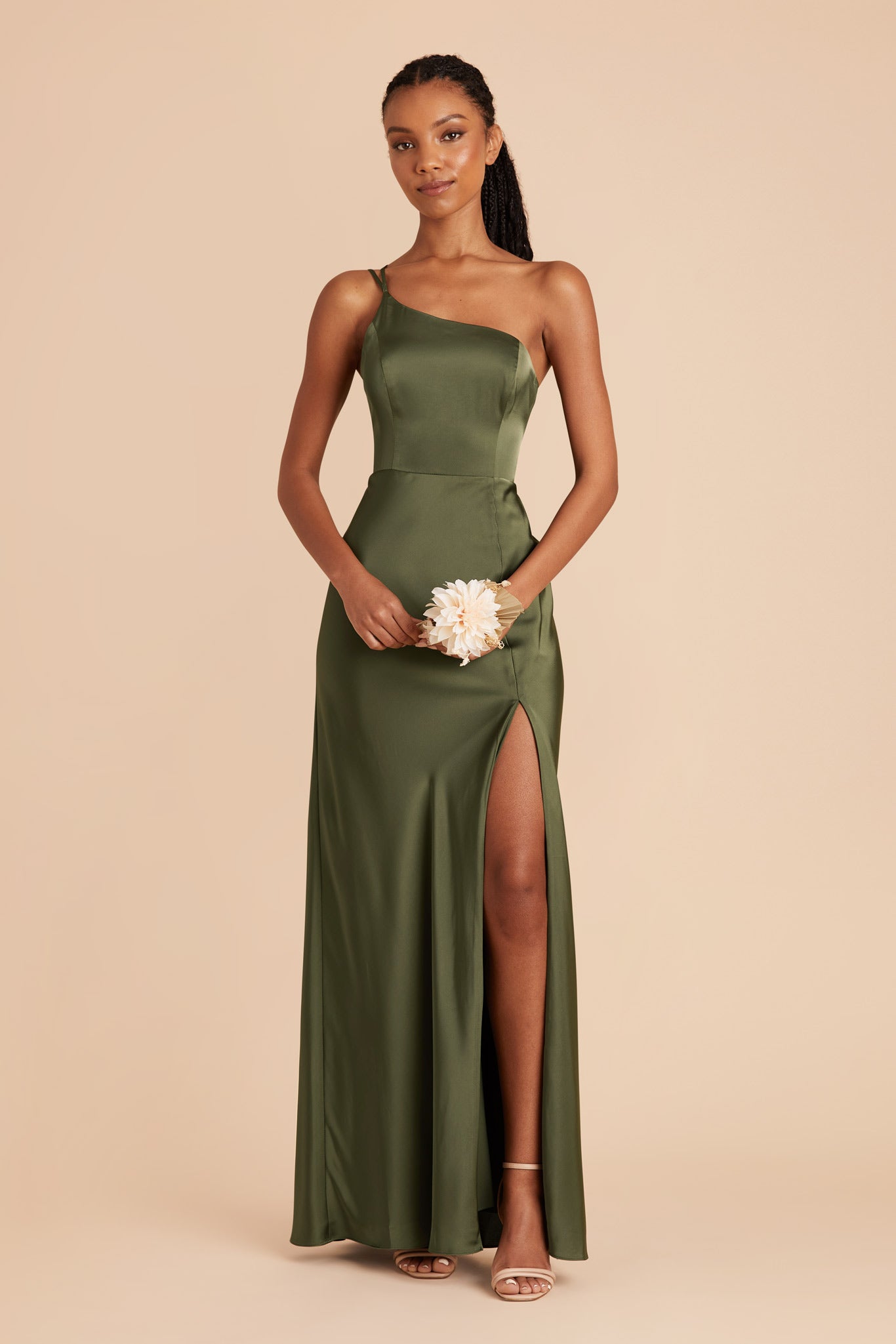 Matte Satin Dress in Olive | Kensie