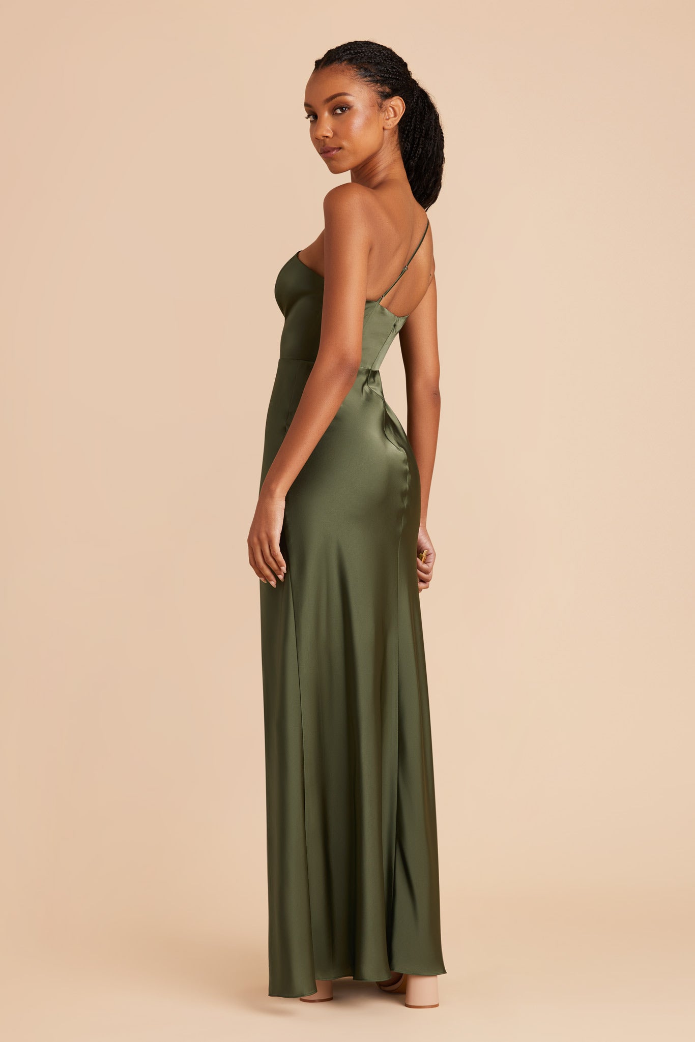 Matte Satin Dress in Olive | Kensie